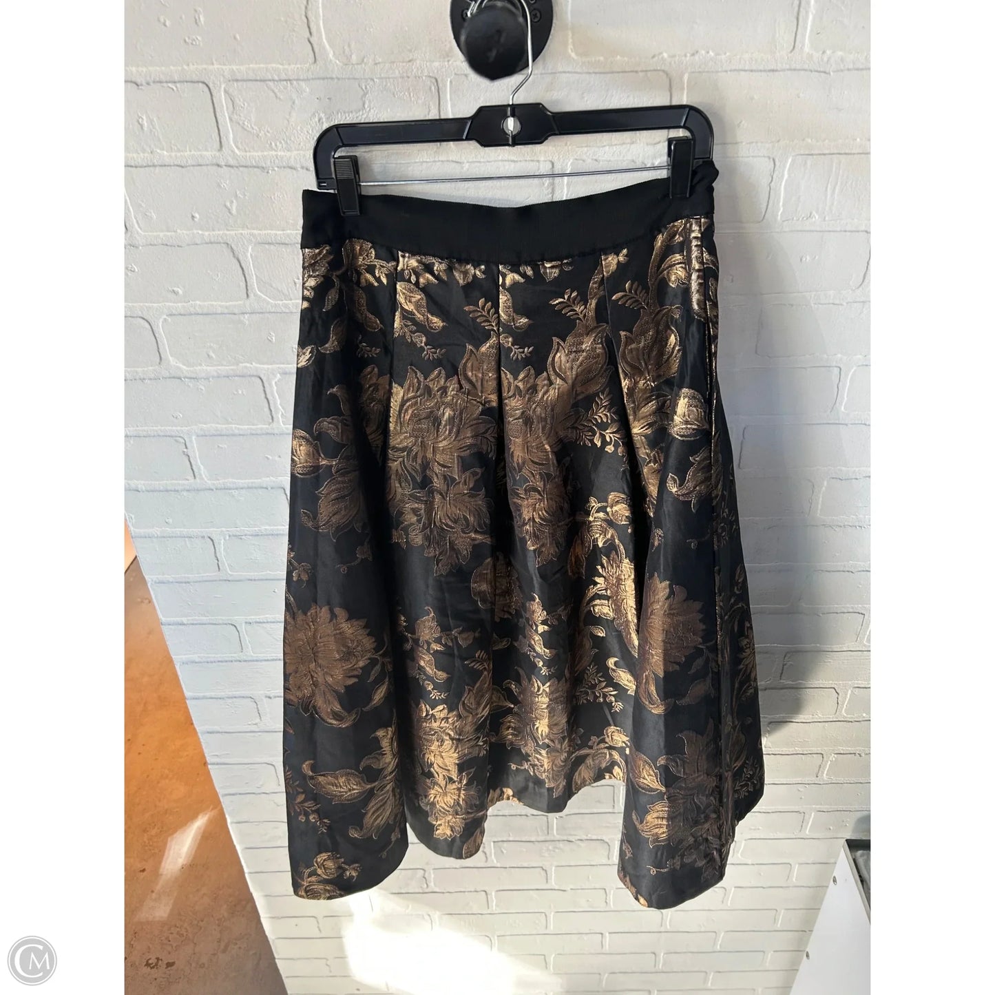 Skirt Midi By White House Black Market In Black & Gold, Size: 8