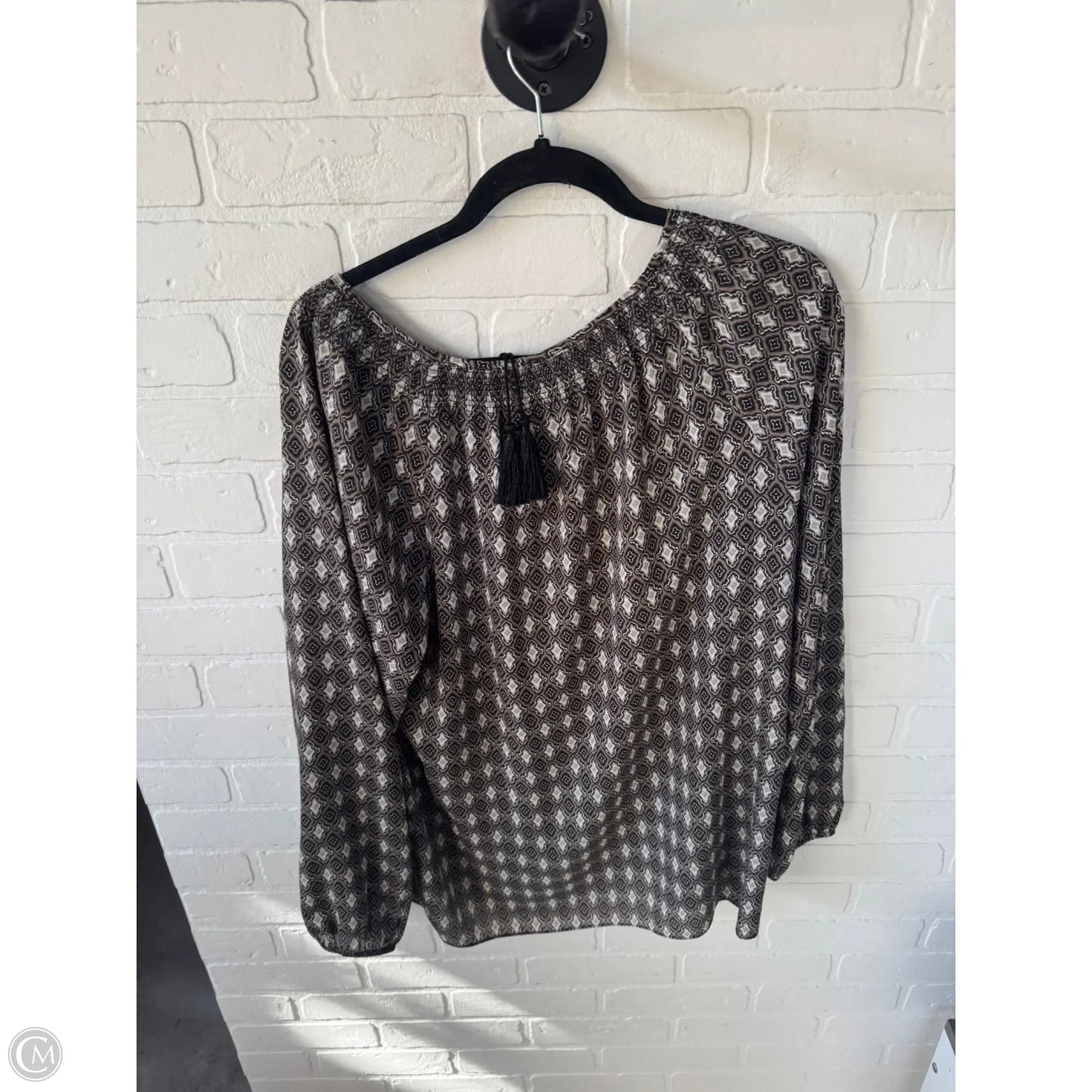 Top Long Sleeve By Jones New York In Brown & White, Size: XL