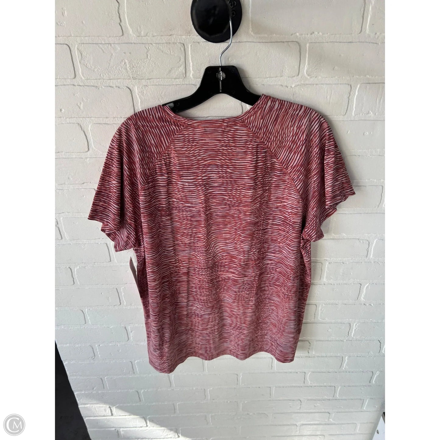 Athletic Top Short Sleeve By Athleta In Red & Silver, Size: L