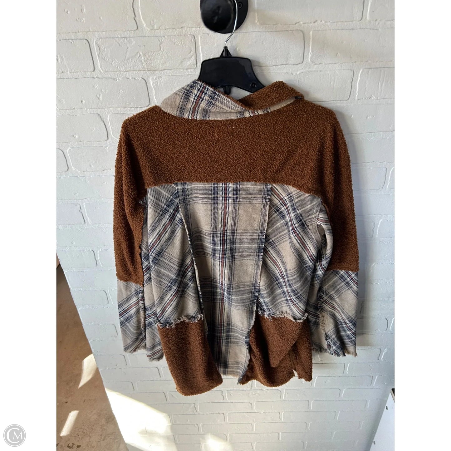 Jacket Shirt By Pol In Brown, Size: L