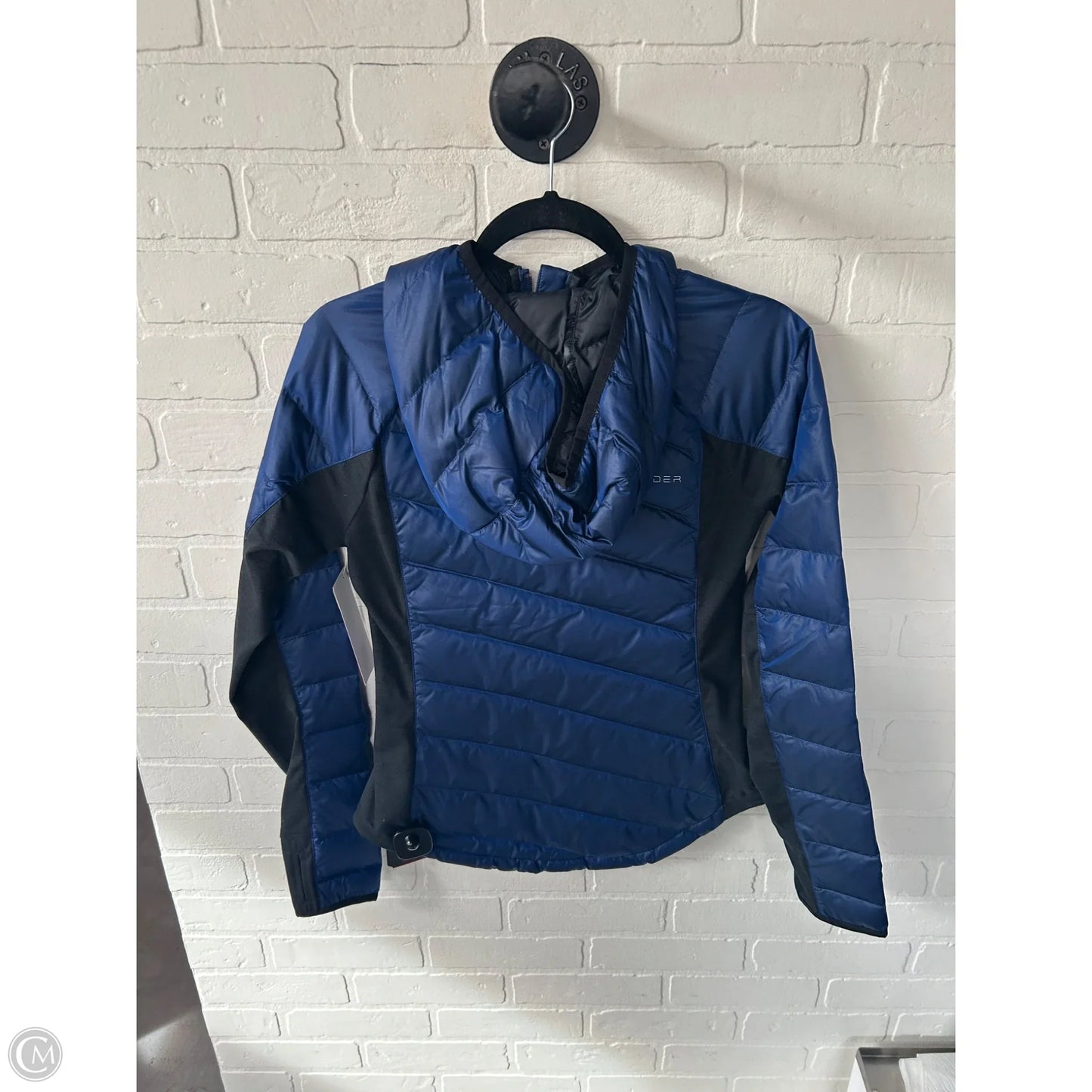 Jacket Puffer & Quilted By Spyder In Black & Blue, Size: S