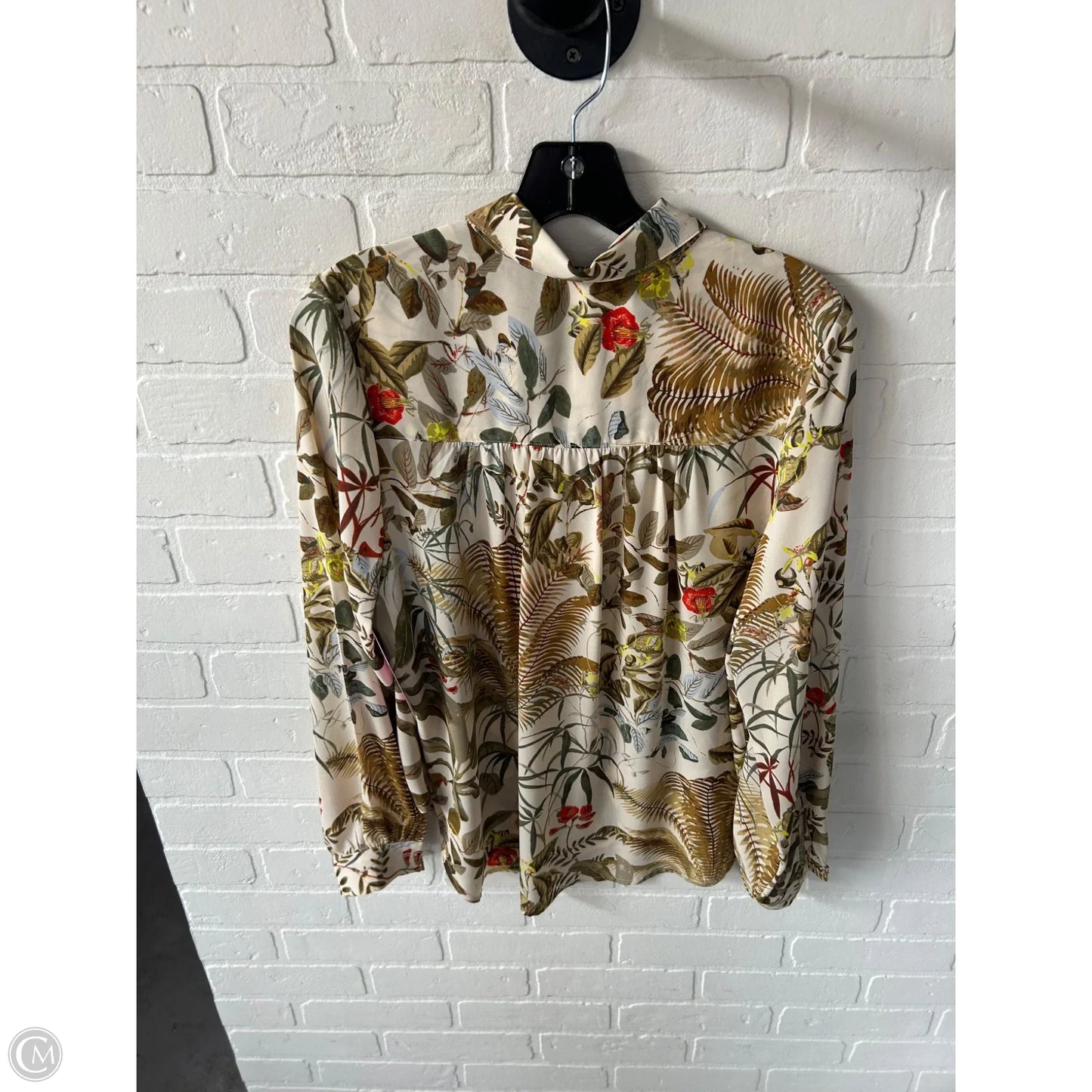 Top Long Sleeve By Philosophy In Cream & Green, Size: S