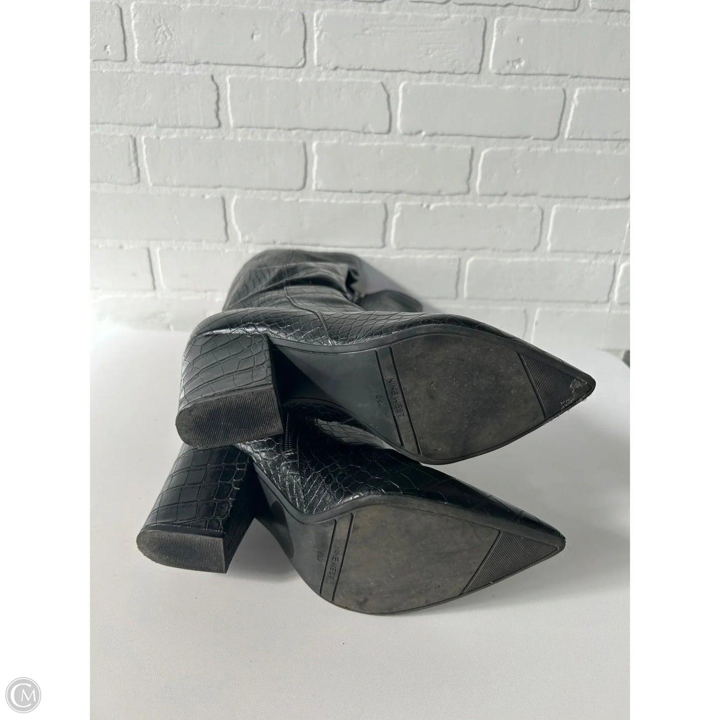 Boots Knee Heels By Nine West In Black, Size: 8.5