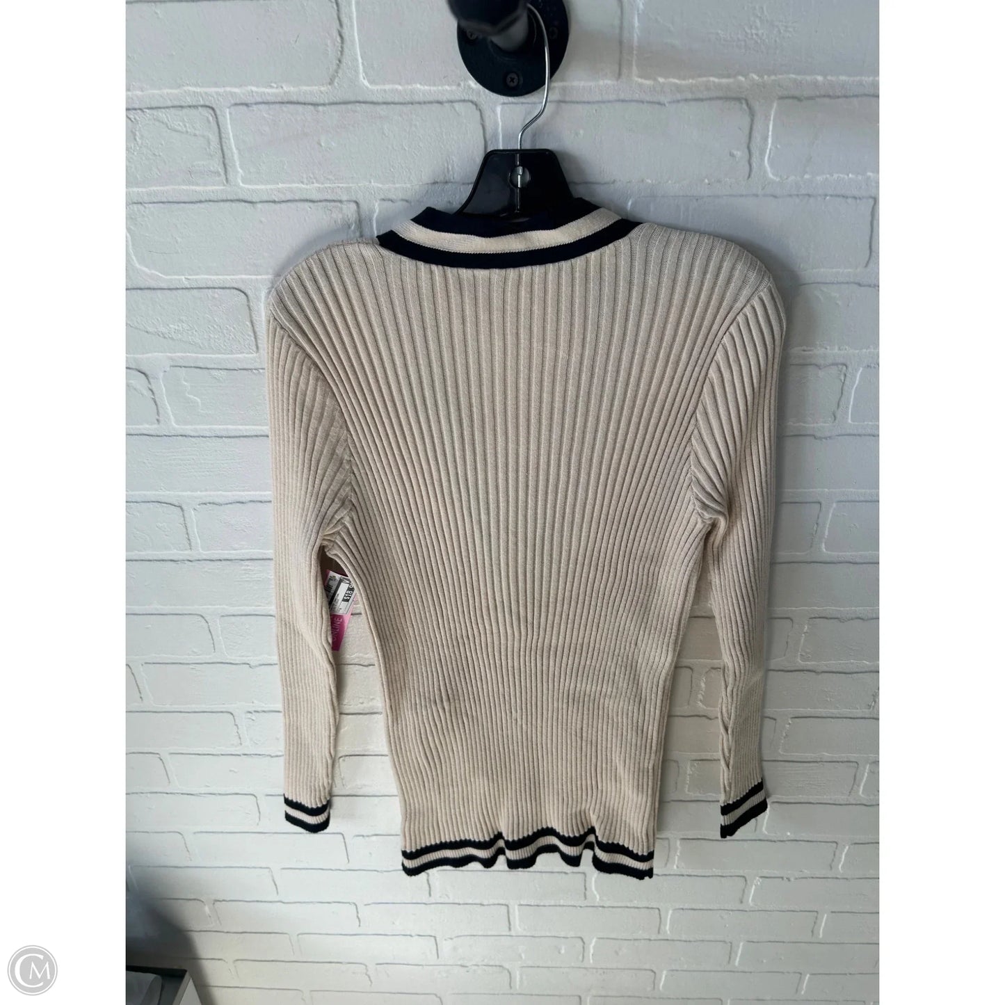 Sweater Cardigan By Cabi In Black & Cream, Size: M