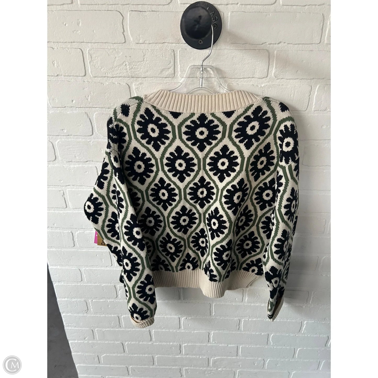 Sweater Designer By Max Mara In Cream & Green, Size: L