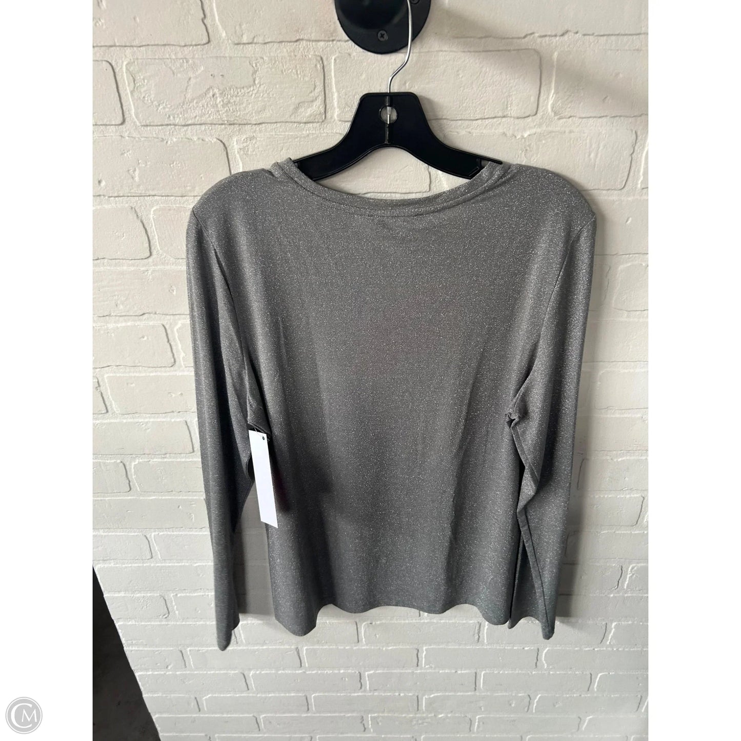 Top Long Sleeve By Calvin Klein In Silver, Size: L