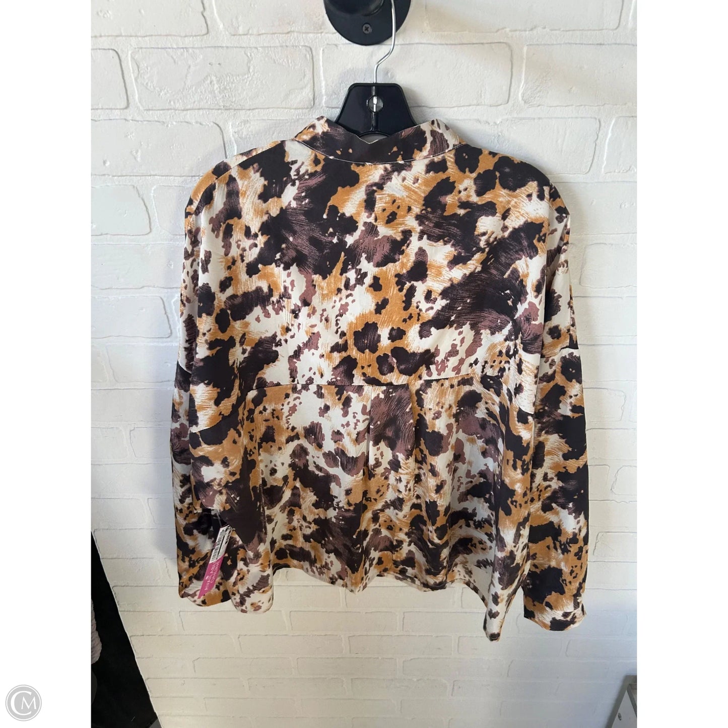 Top Long Sleeve By Pol In Brown & Cream, Size: S