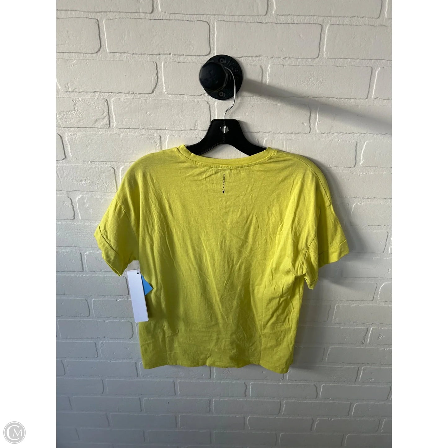 Top Short Sleeve Designer By All Saints In Yellow, Size: Xs