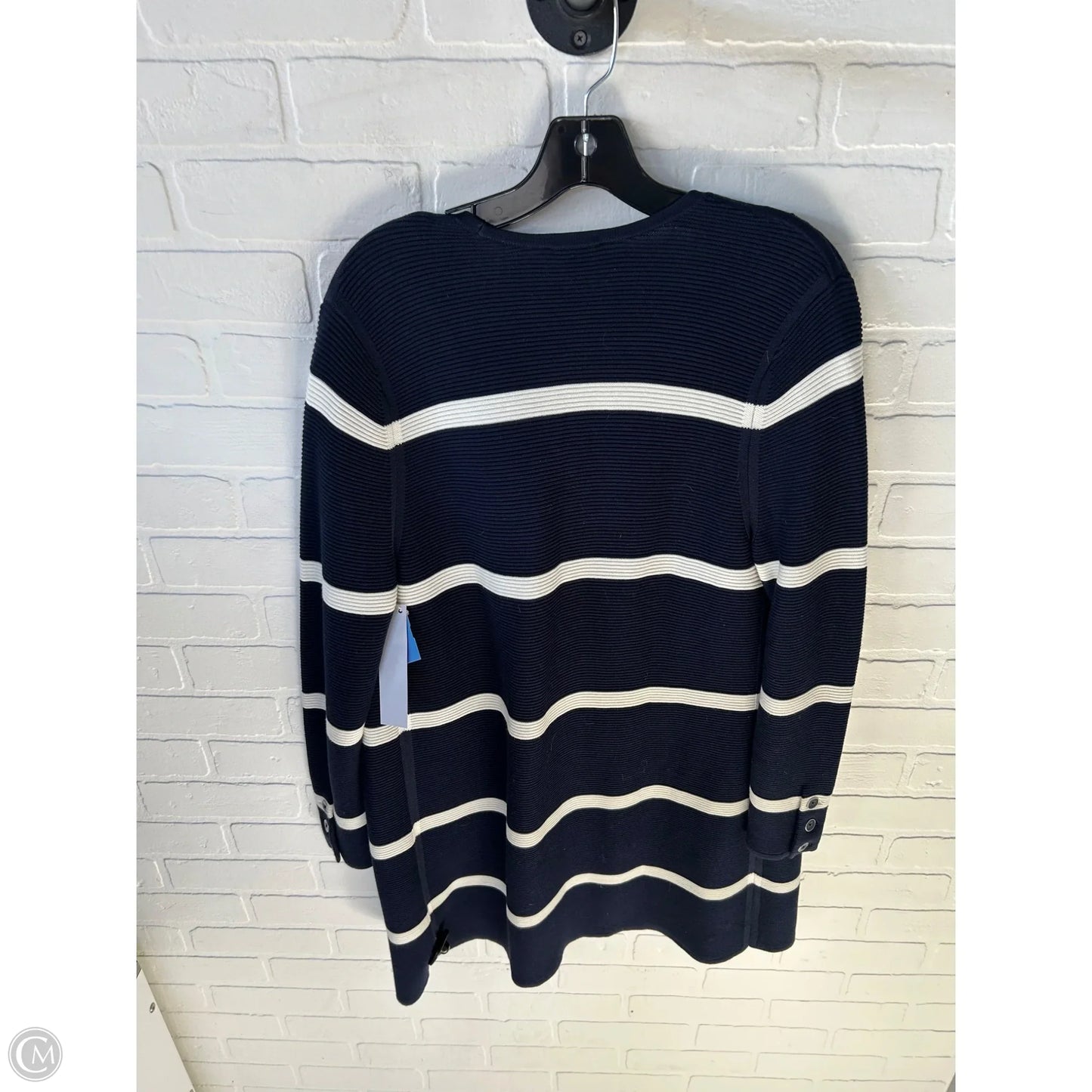 Sweater Cardigan By Talbots In Blue & White, Size: Lp