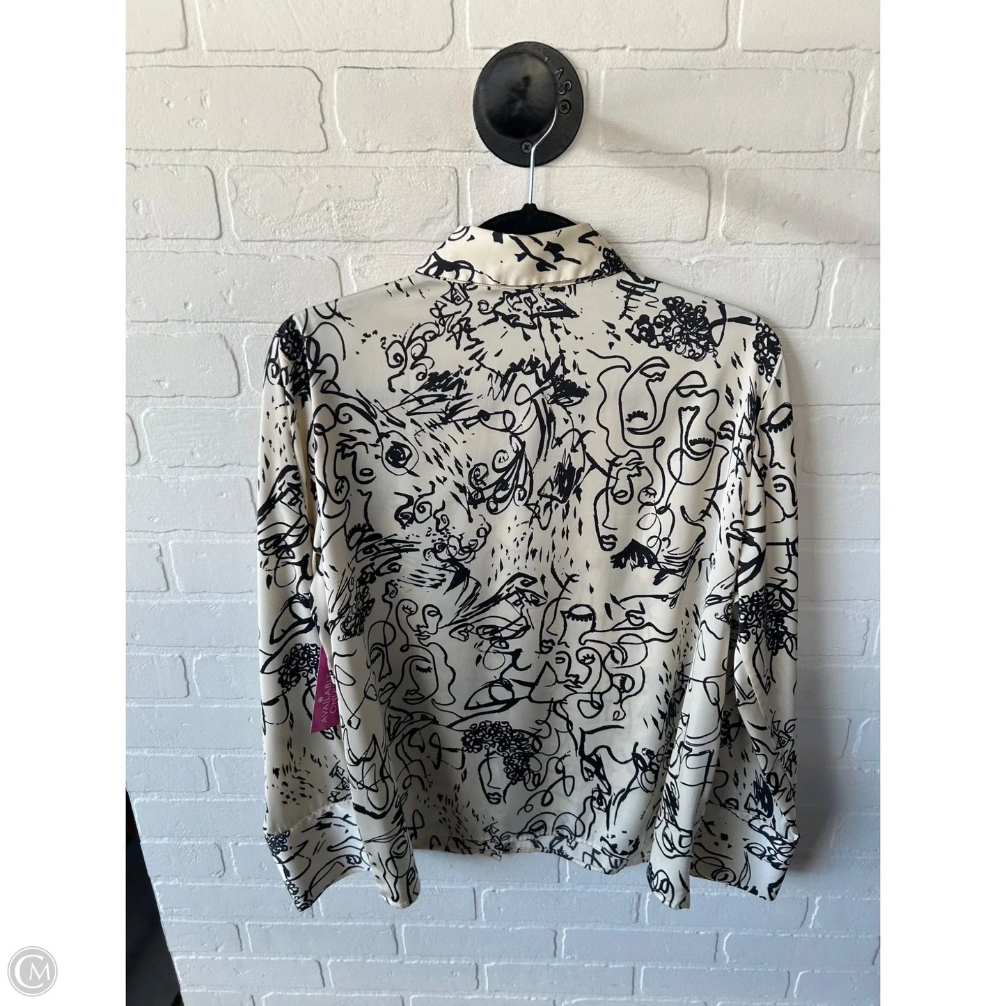 Top Long Sleeve By Rachel Zoe In Black & Cream, Size: L