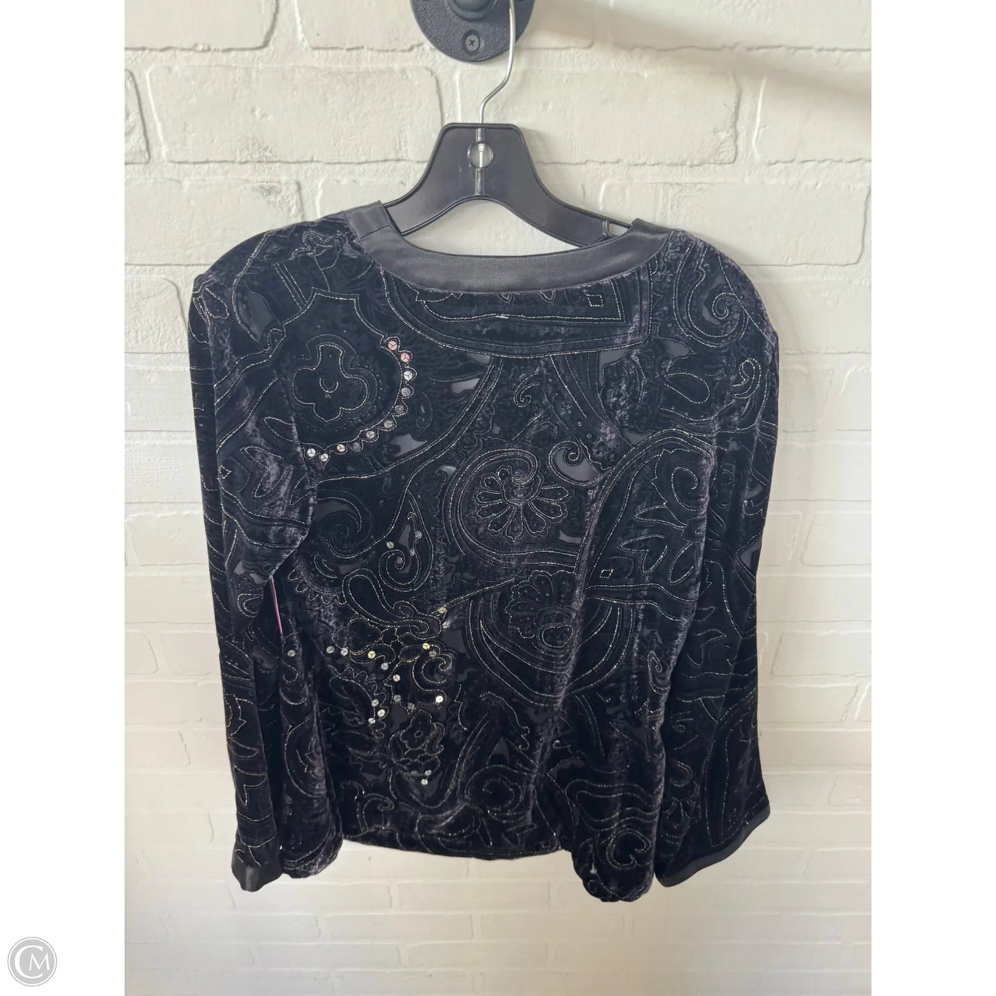 Top Long Sleeve By Chicos In Black & Gold, Size: Xs