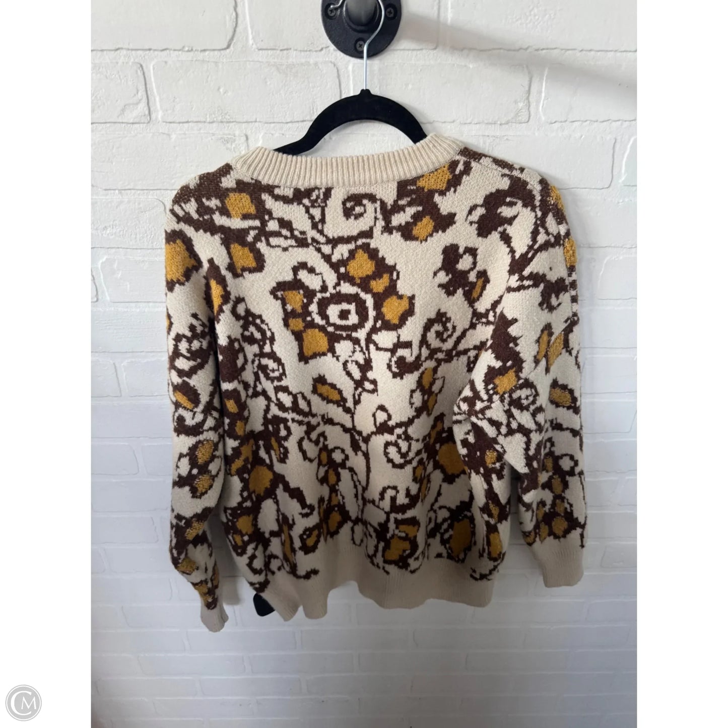 Sweater By Gimmicks In Brown & Cream, Size: M