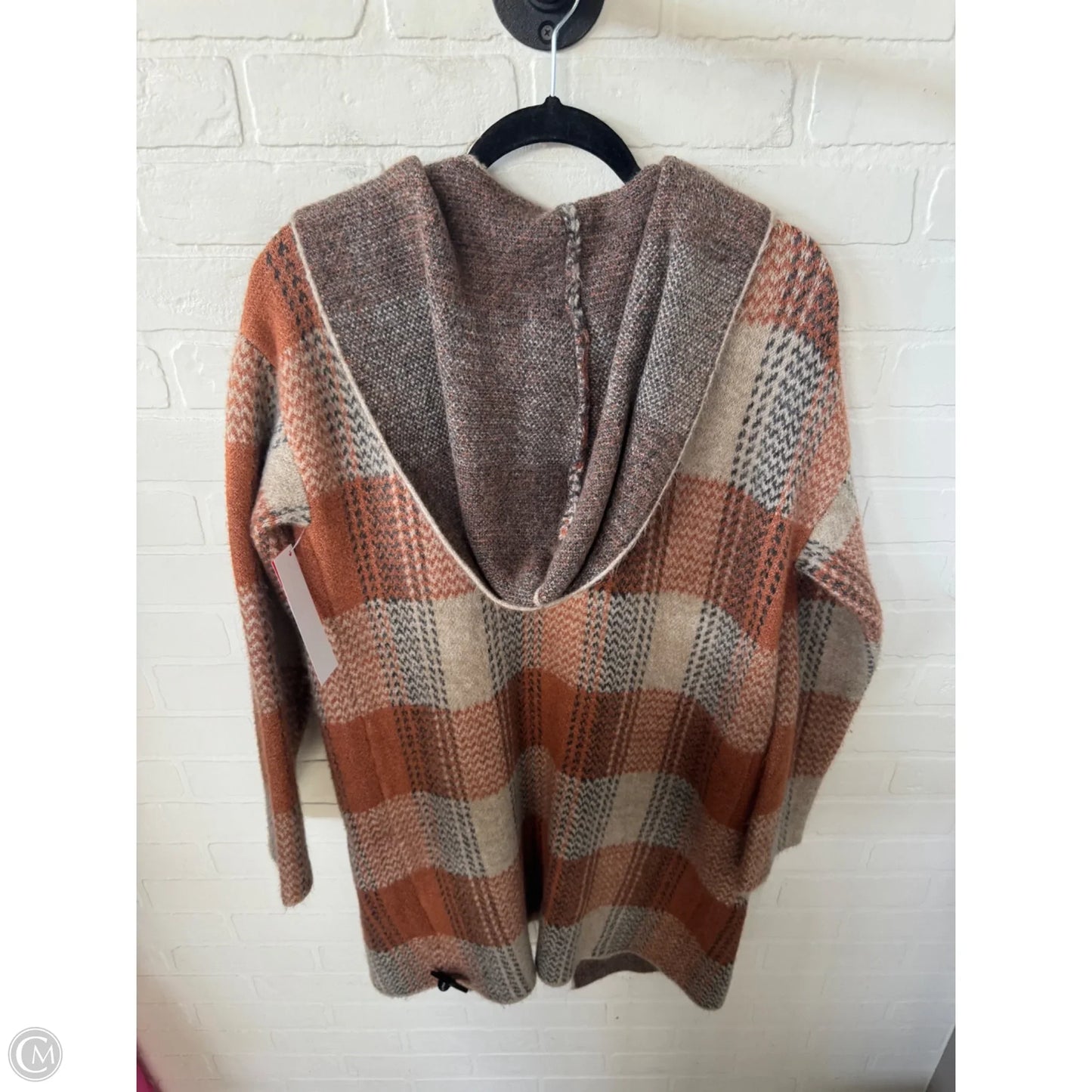Sweater Cardigan By Be Cool In Orange & Tan, Size: M