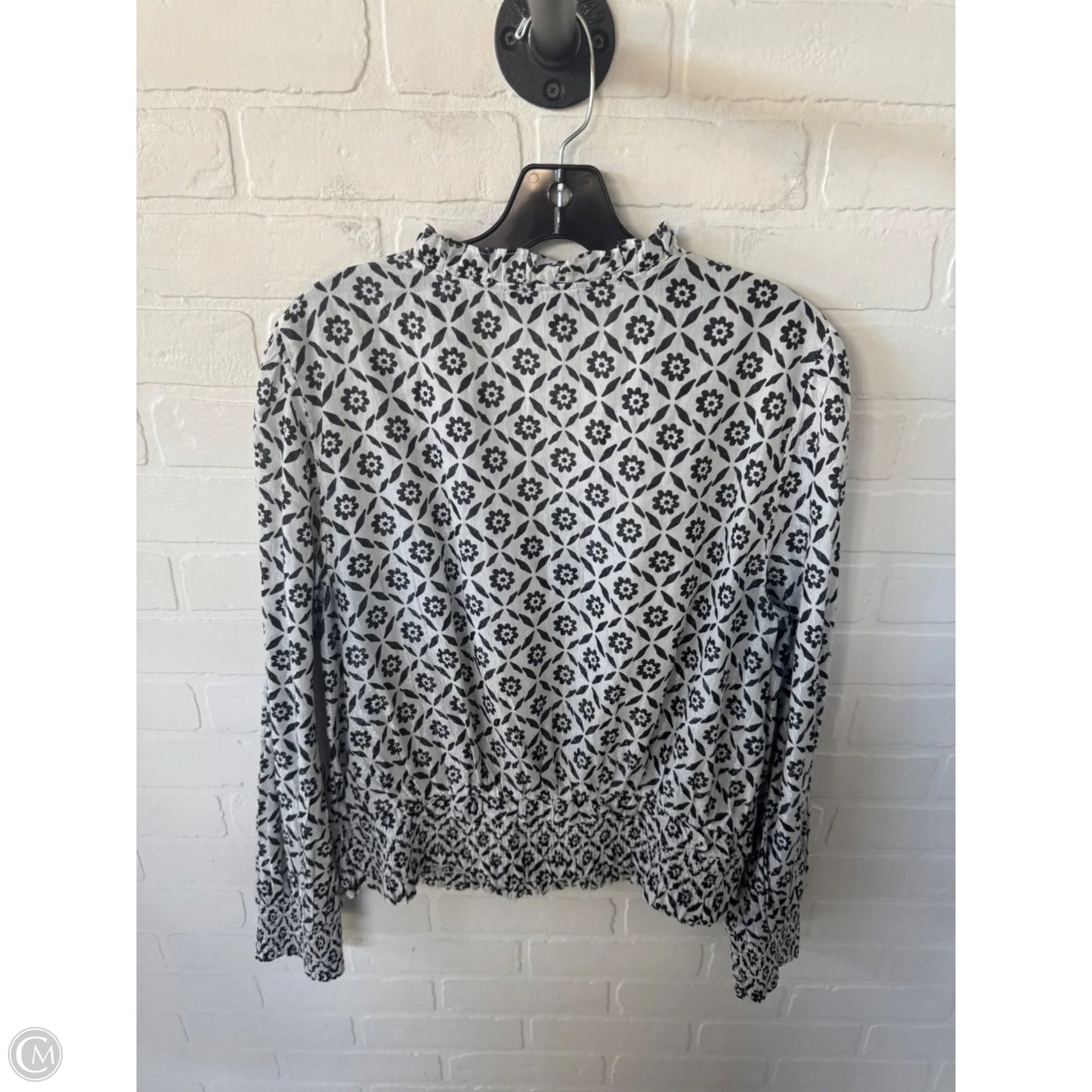 Top Long Sleeve By Inc In Black & White, Size: Xl