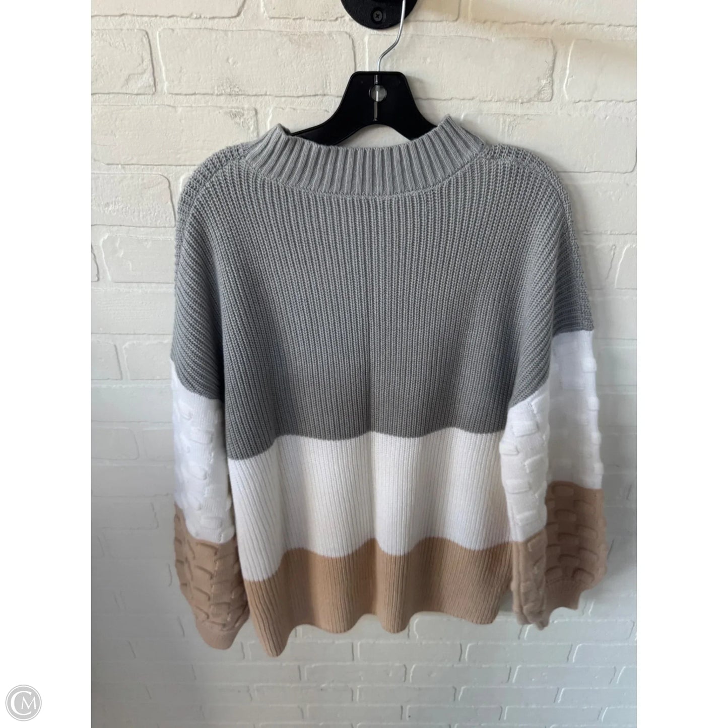Sweater By Cme In Grey & Tan, Size: Xl