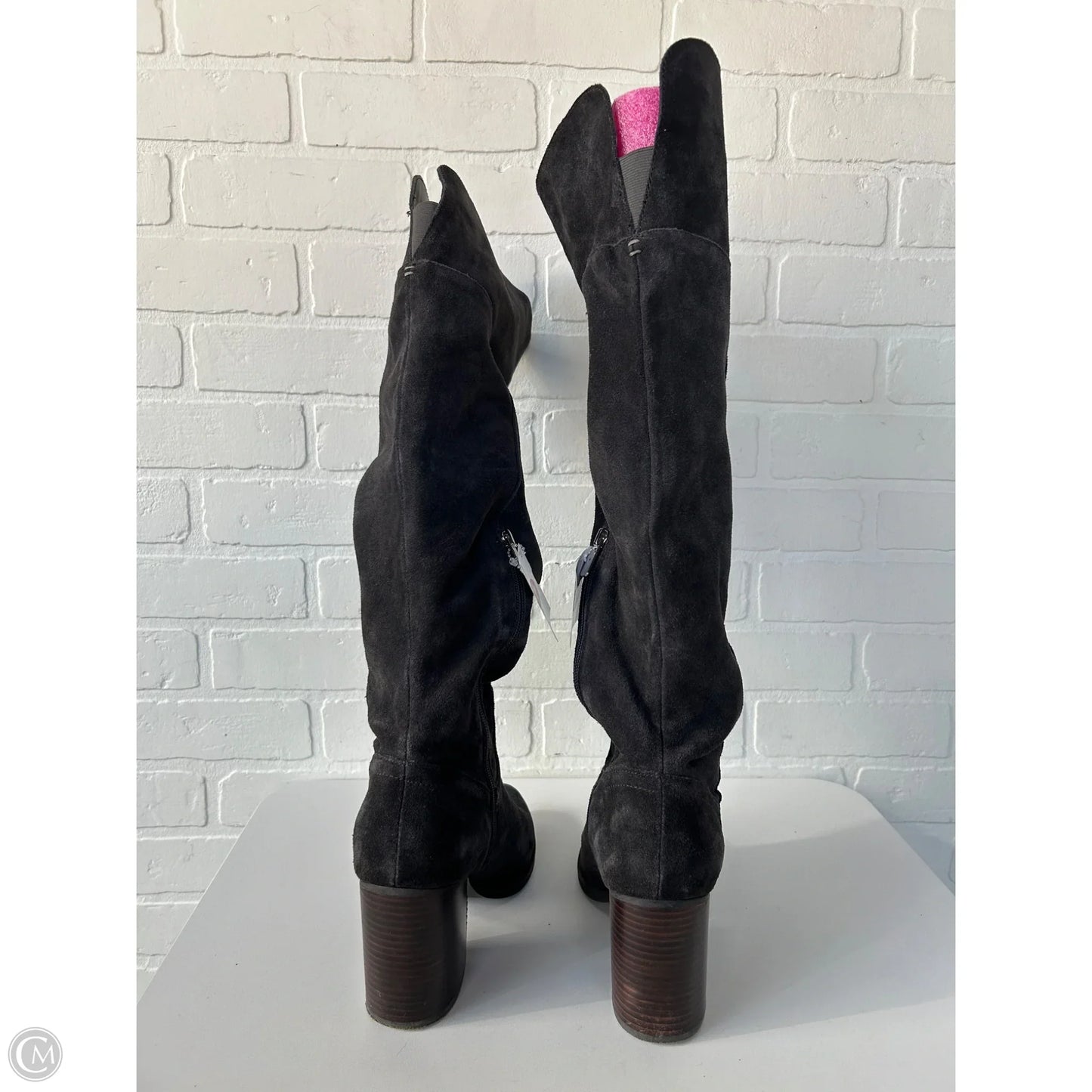 Boots Knee Heels By Steve Madden In Grey, Size: 10