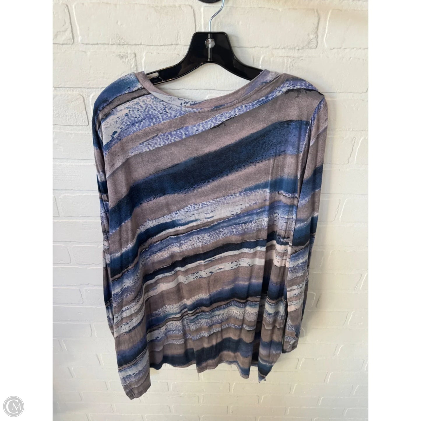 Top Long Sleeve By Belle By Kim Gravel In Blue & Grey, Size: Xl