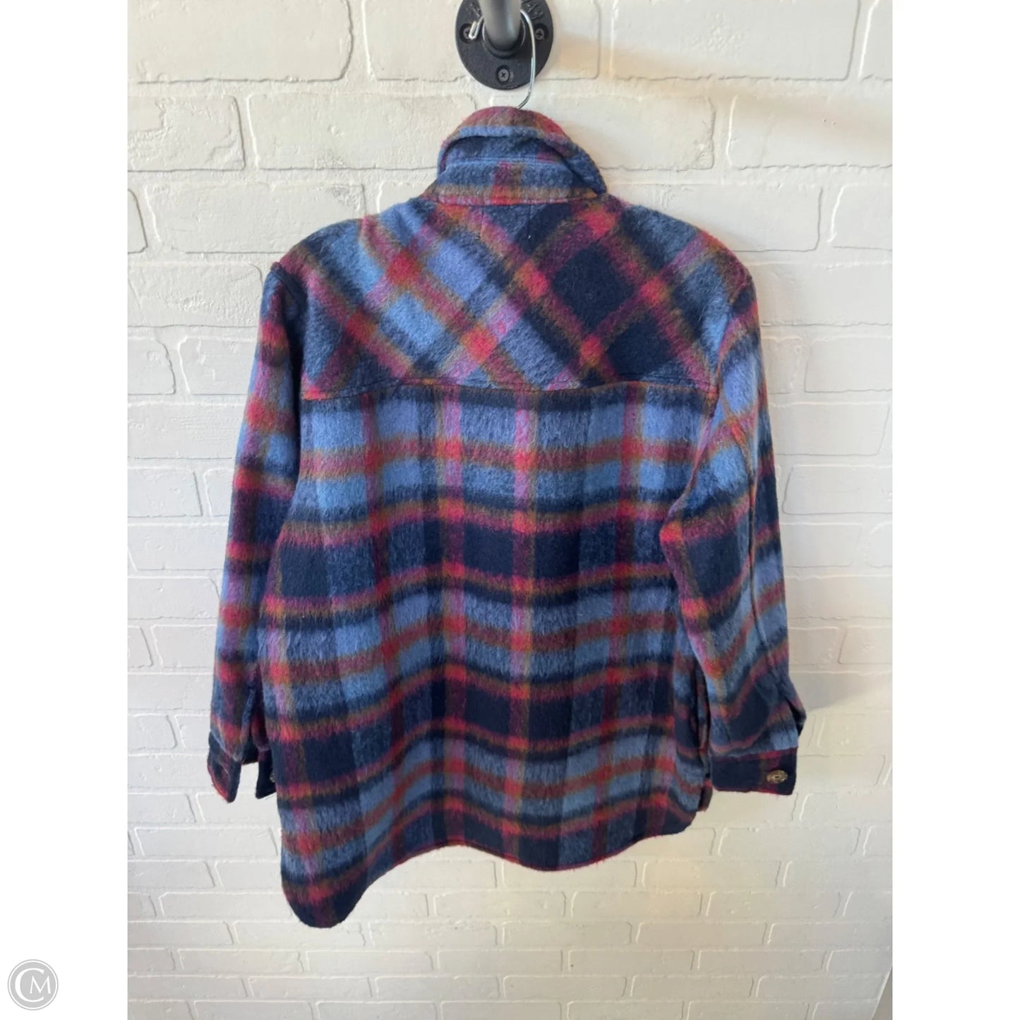 Jacket Shirt By Time And Tru In Blue & Brown, Size: M