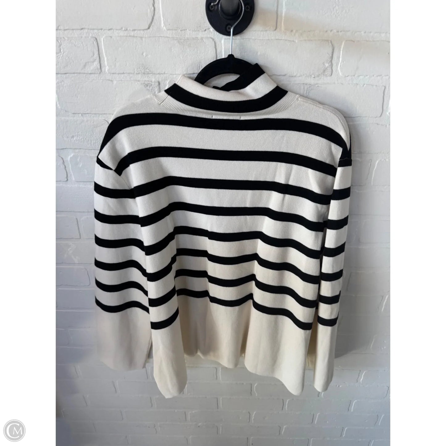 Sweater By H&m In Black & Cream, Size: L