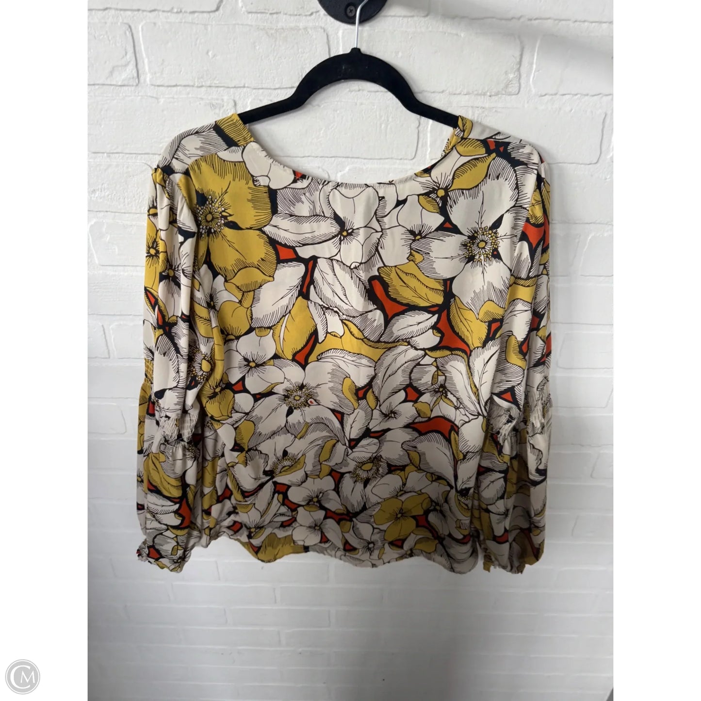 Top Long Sleeve By Cabi In Cream & Yellow, Size: L