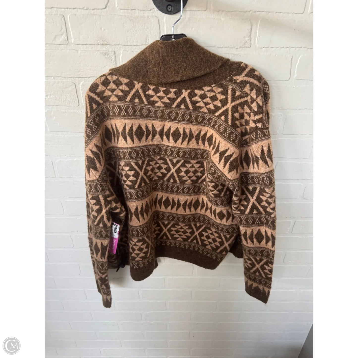 Sweater Cardigan By Lucky Brand In Brown & Tan, Size: M