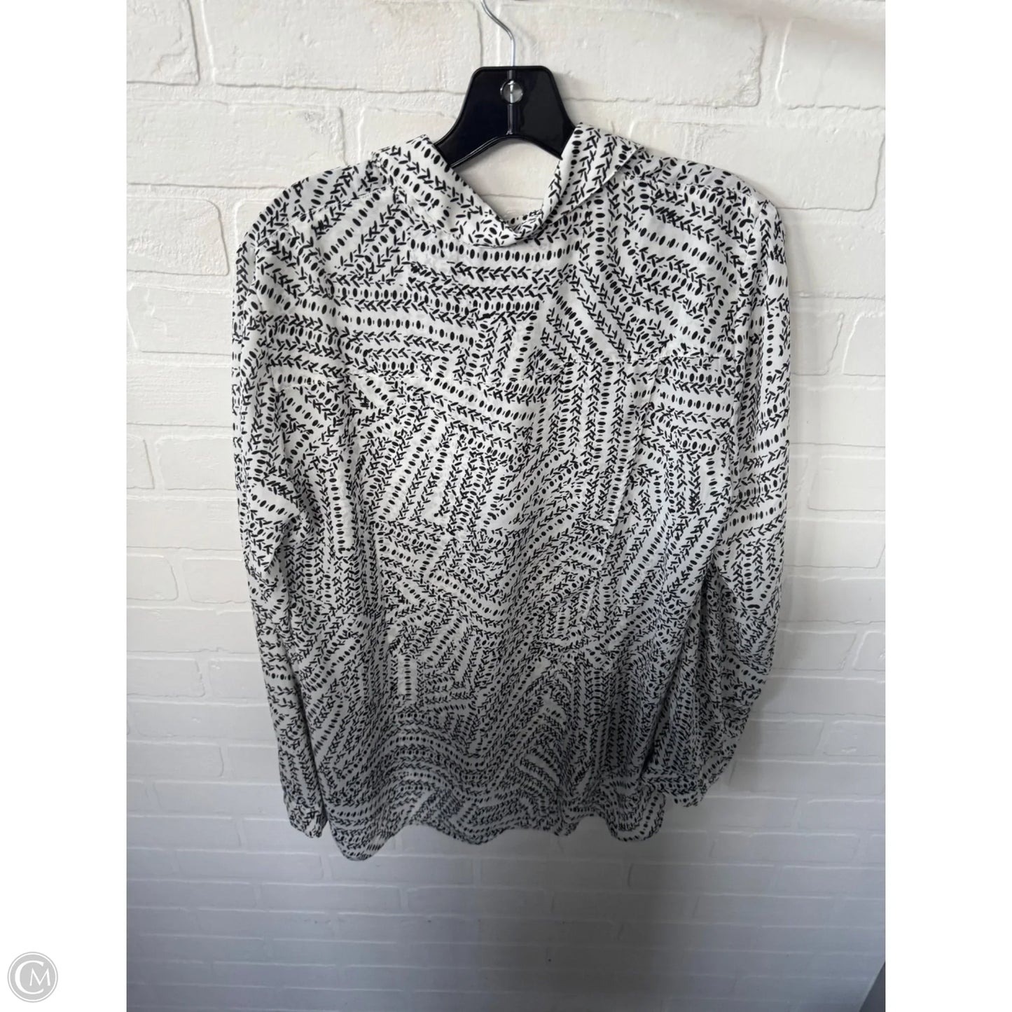 Top Long Sleeve By Cabi In Black & White, Size: M