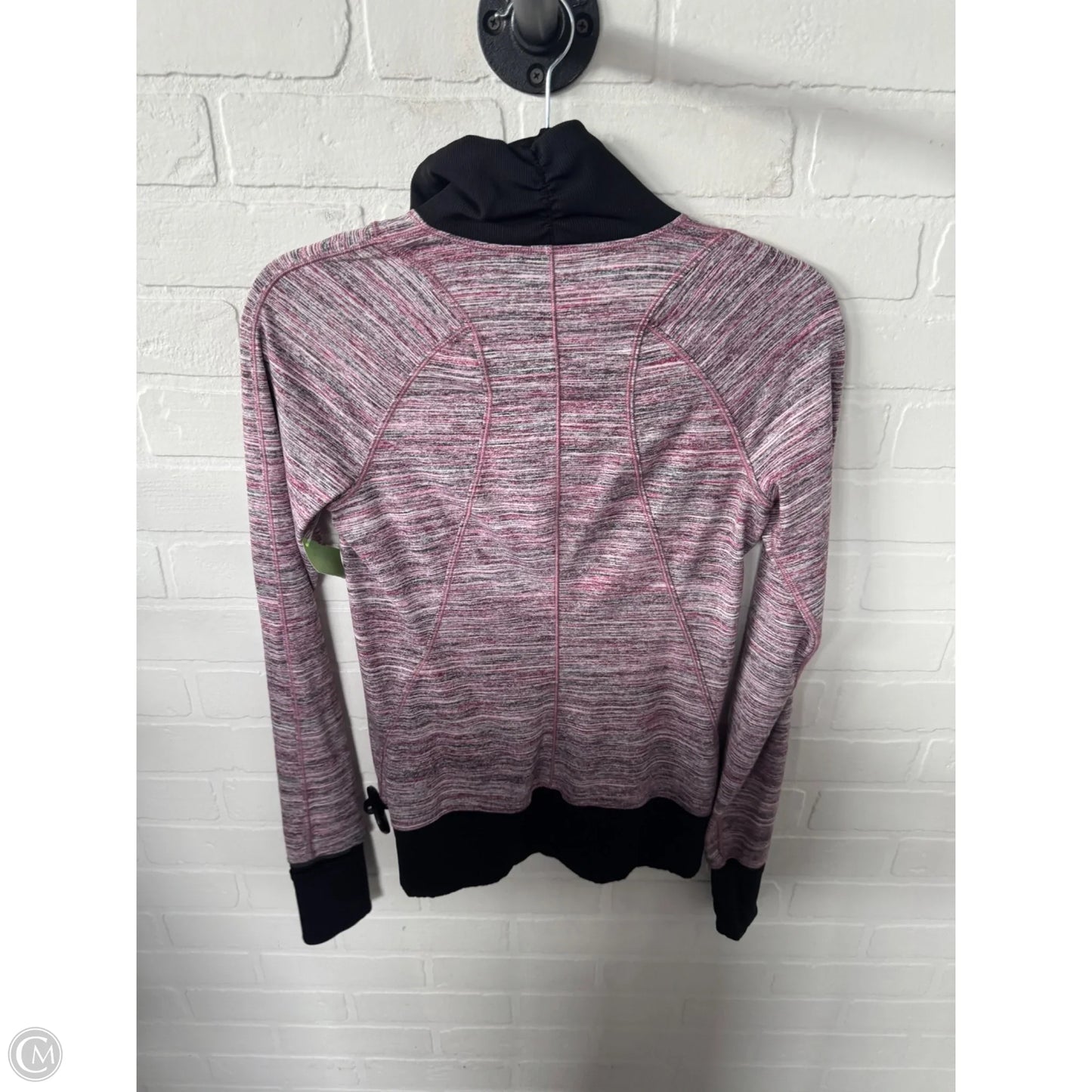 Athletic Top Long Sleeve Collar By Lululemon In Black & Pink, Size: S