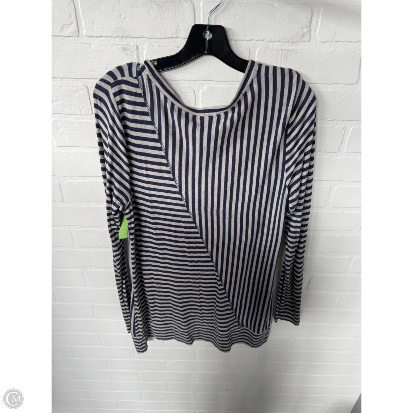 Top Long Sleeve By Cabi In Blue & Cream, Size: M
