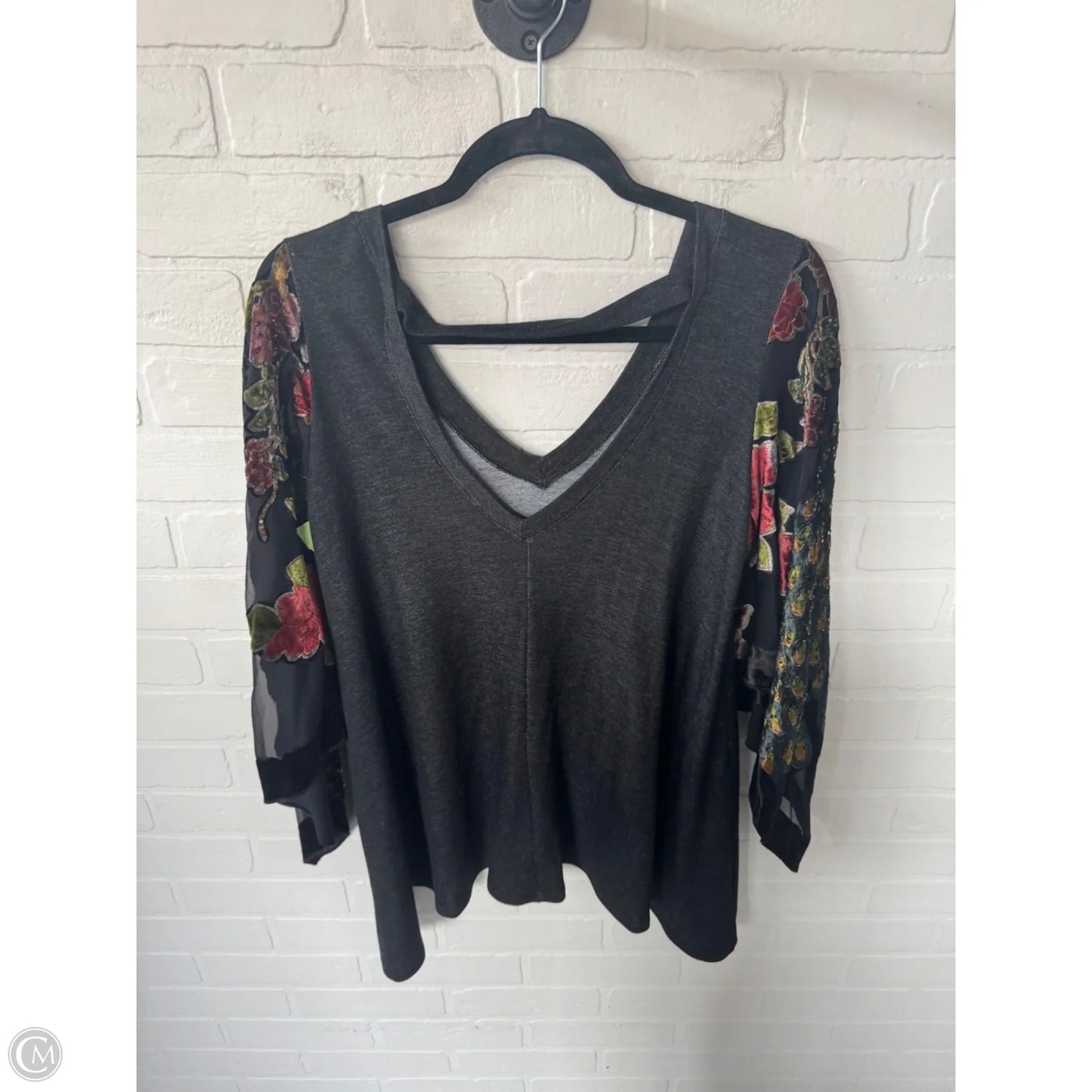 Top Long Sleeve By Boho Jane In Black & Yellow, Size: S