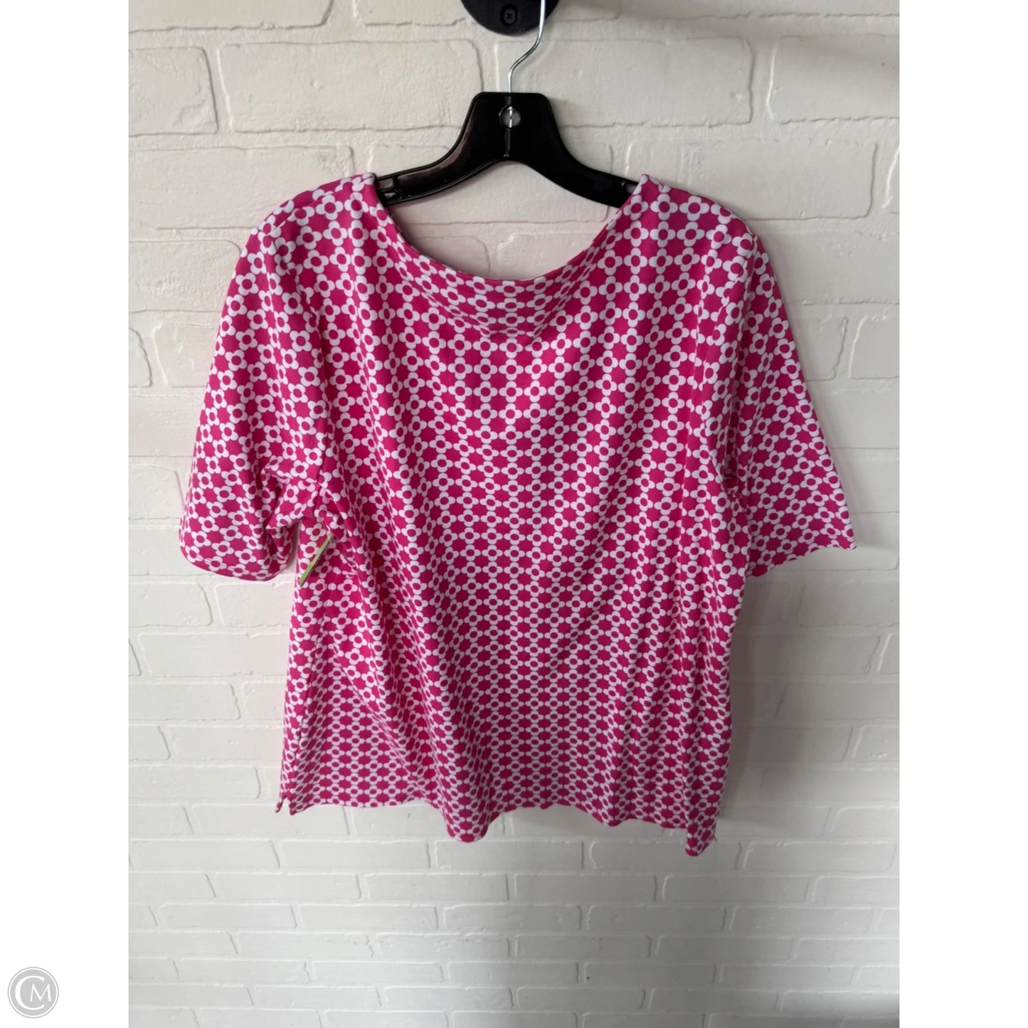 Top Short Sleeve By Croft And Barrow In Pink & White, Size: Xl