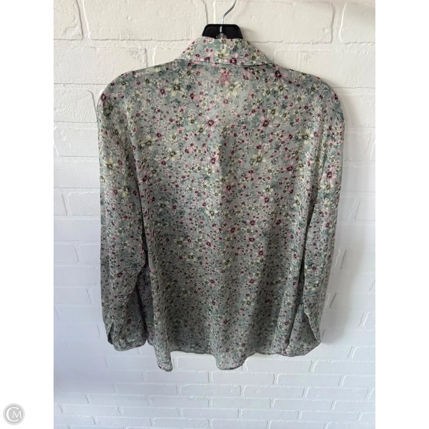 Top Long Sleeve By Vince Camuto In Green & Pink, Size: 1x