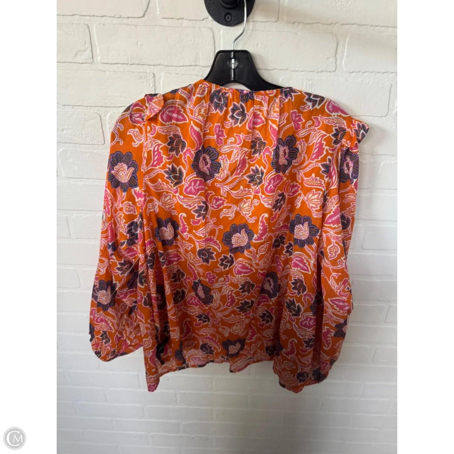 Top Long Sleeve By Cleobella In Orange & White, Size: L