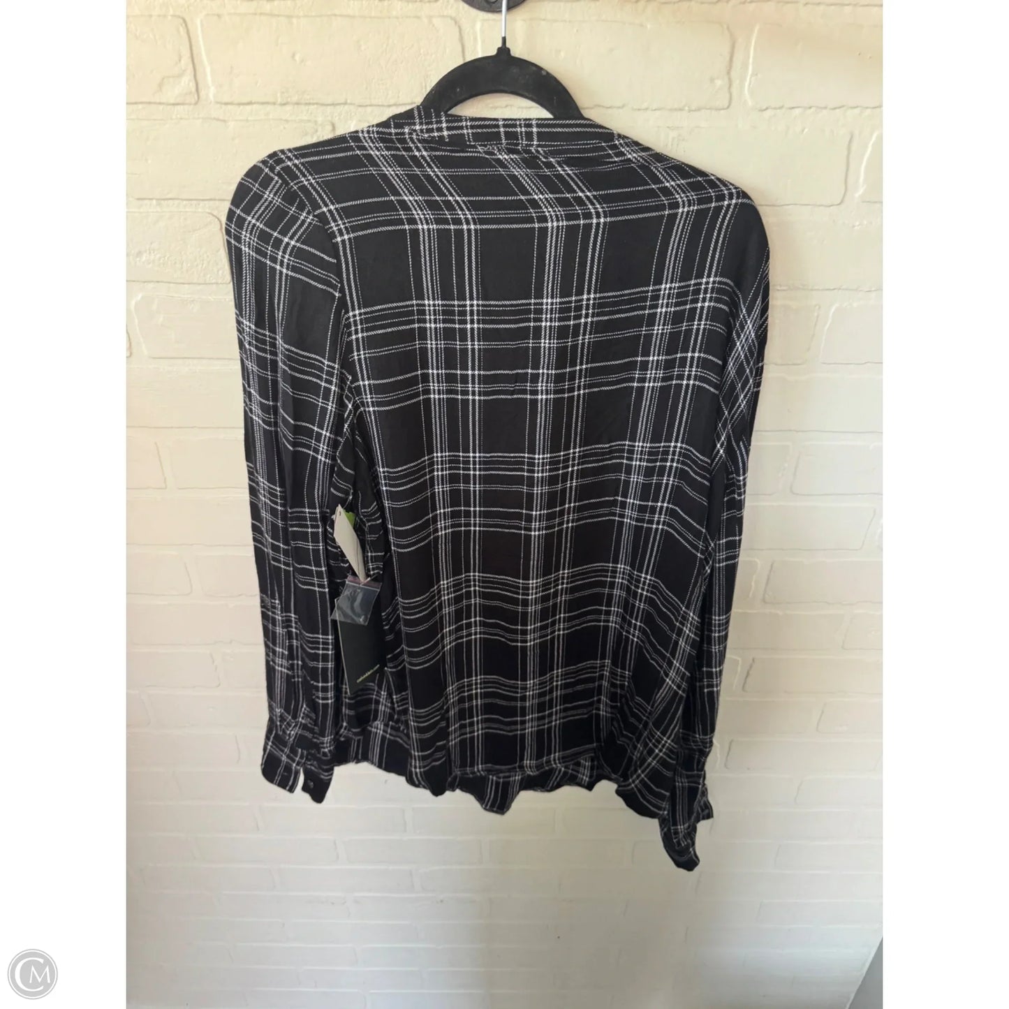 Top Long Sleeve By Calvin Klein In Black & White, Size: Xl