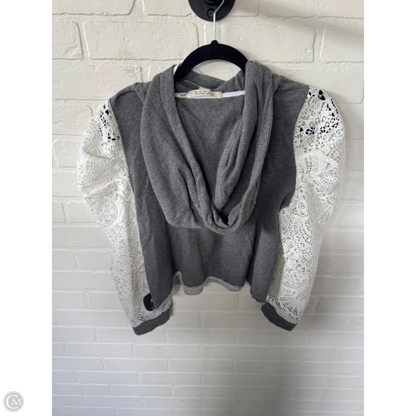 Top Long Sleeve Designer By Alice + Olivia In Grey & White, Size: Xs