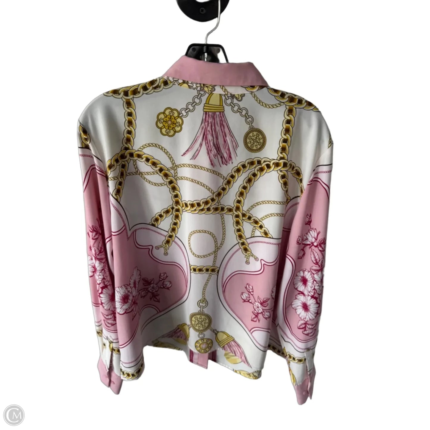 Top Long Sleeve By Rachel Roy In Pink & White, Size: L