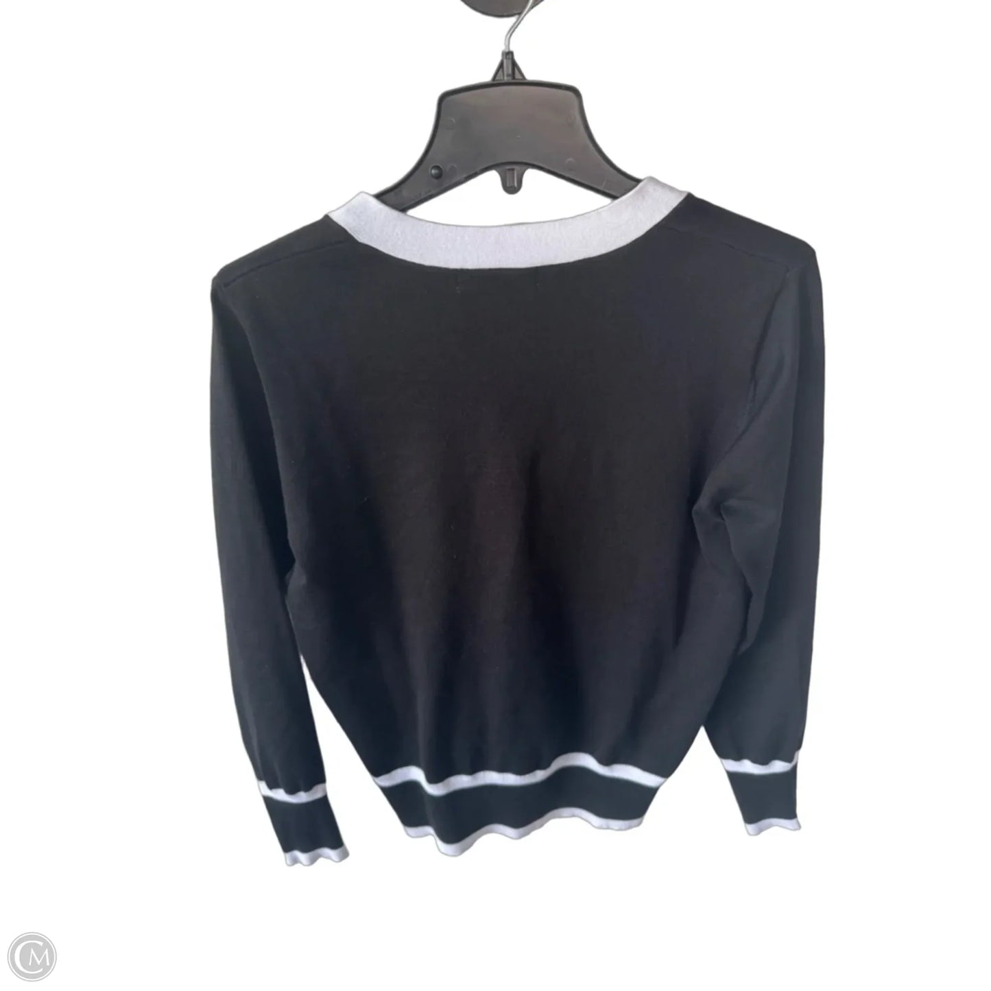 Sweater Cardigan By Grace Karin In Black & White, Size: M