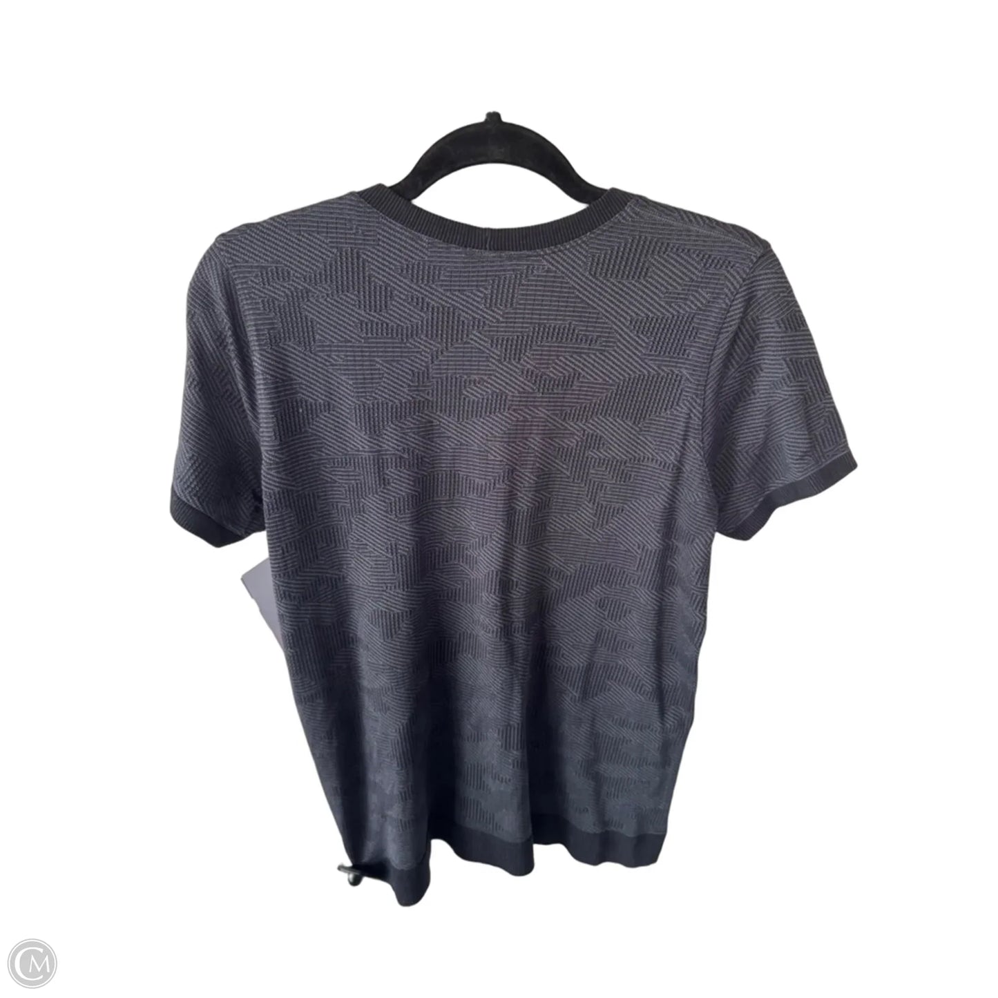 Athletic Top Short Sleeve By Lululemon In Black & Grey, Size: M