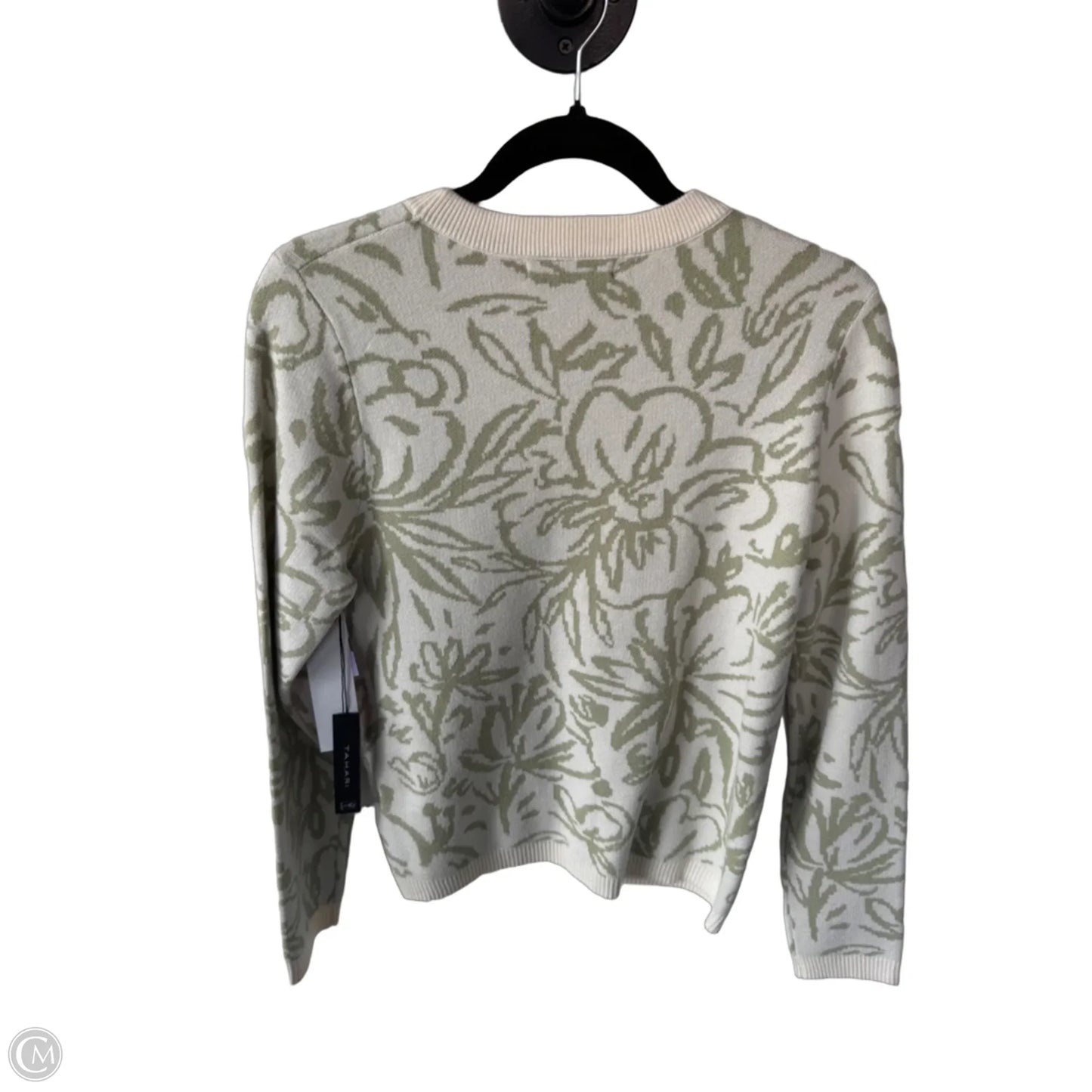 Sweater By Tahari In Cream & Green, Size: L