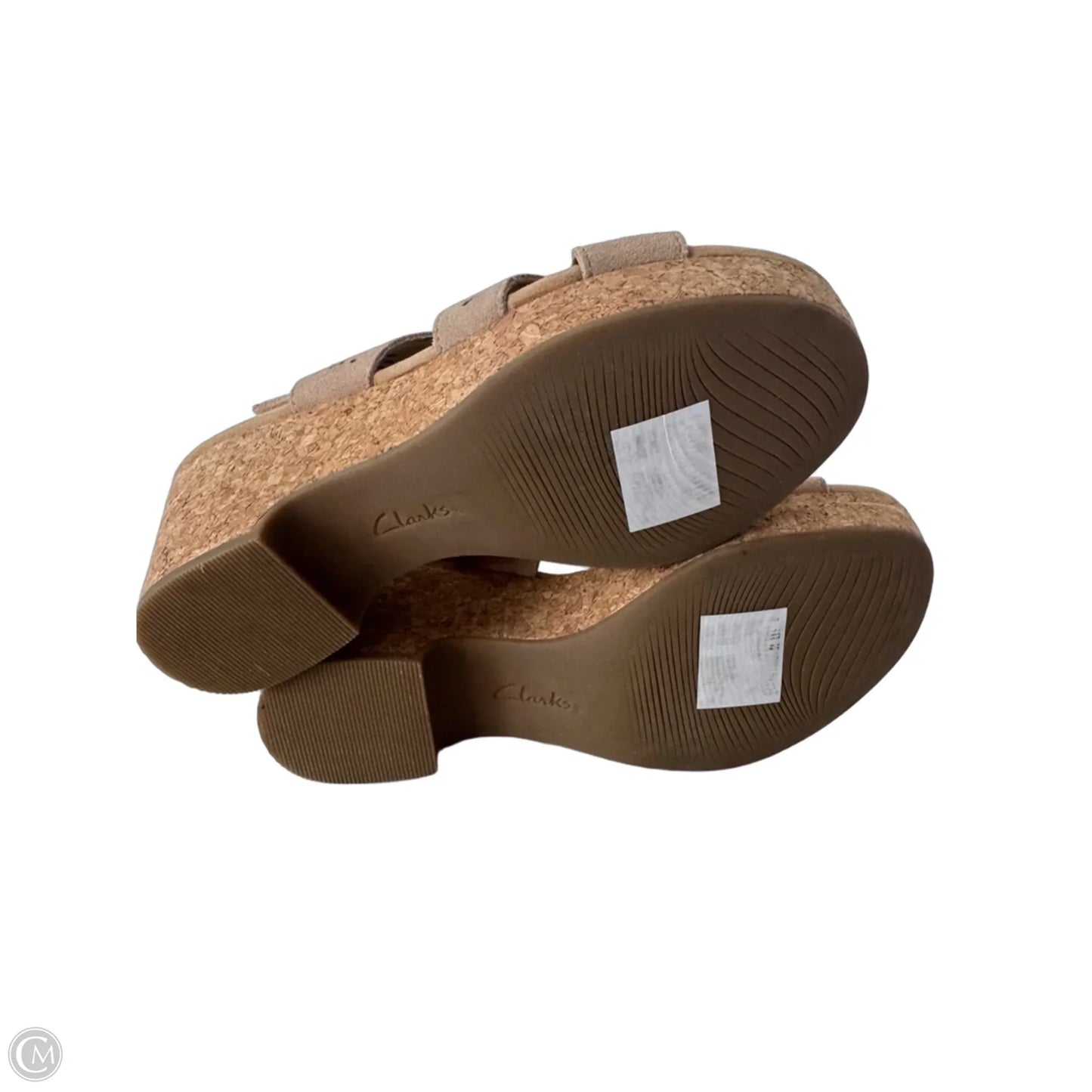 Sandals Heels Wedge By Clarks In Tan, Size: 7.5