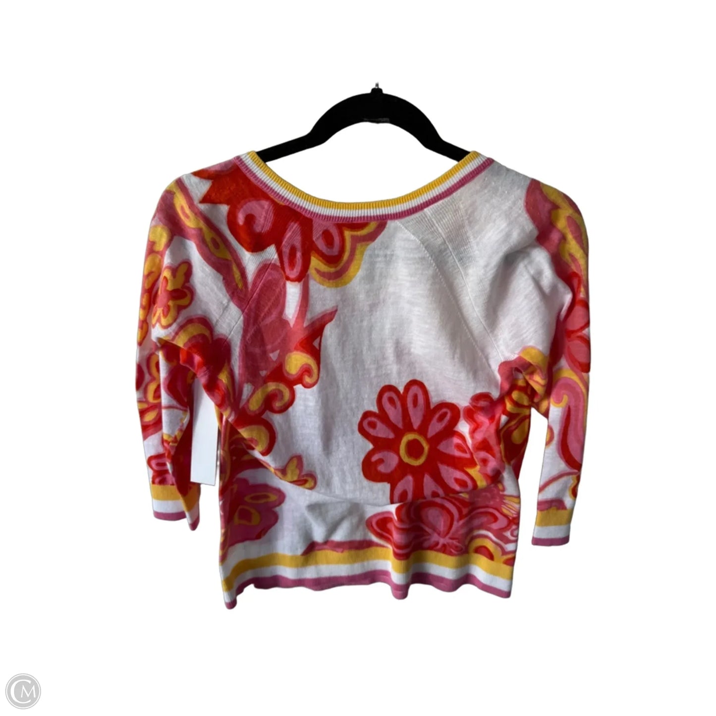 Sweater By Talbots In Orange & White, Size: S