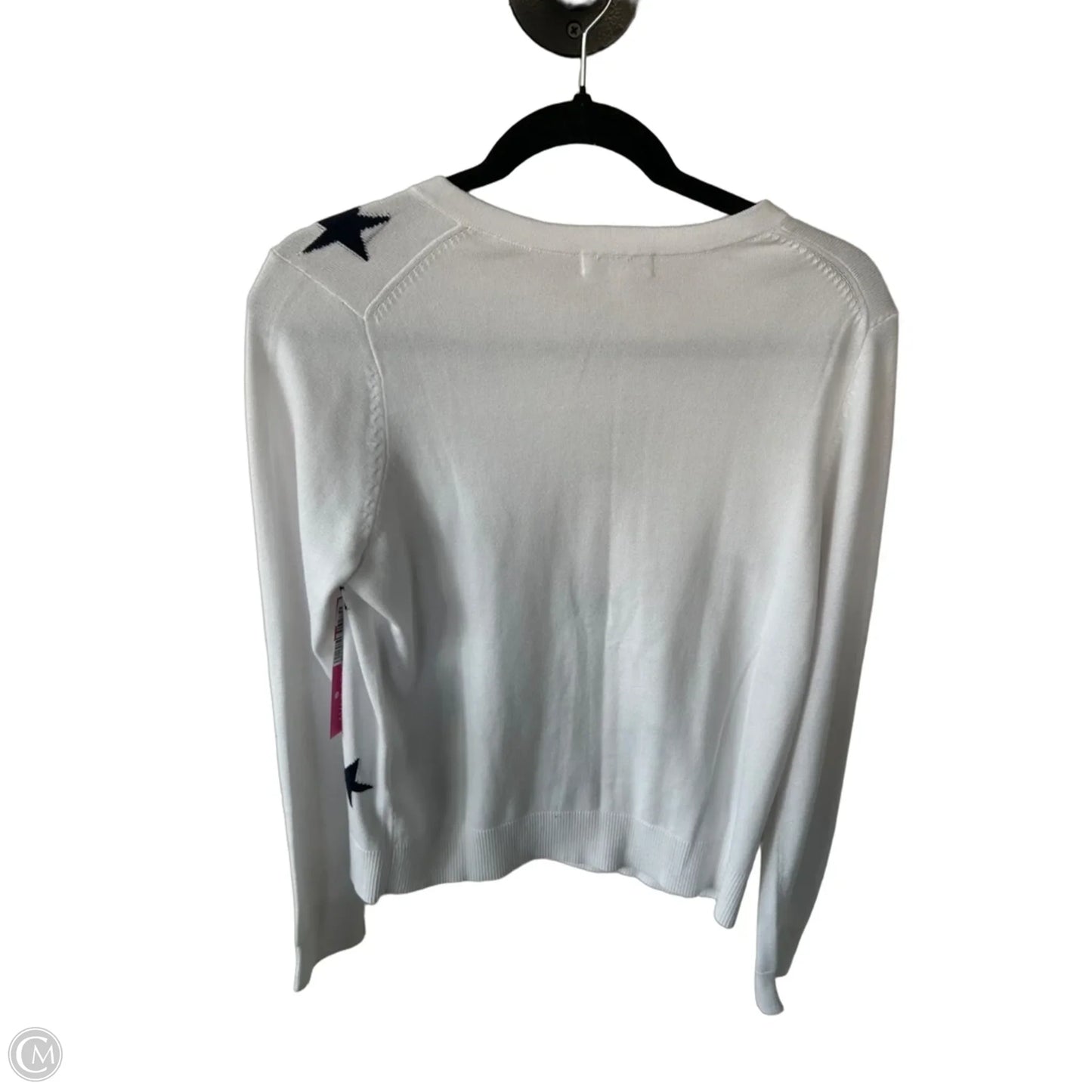 Sweater Cardigan By Charter Club In Blue & White, Size: M