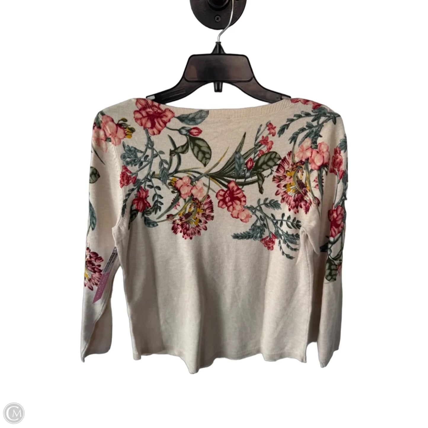 Sweater By Chicos In Cream & Green, Size: S