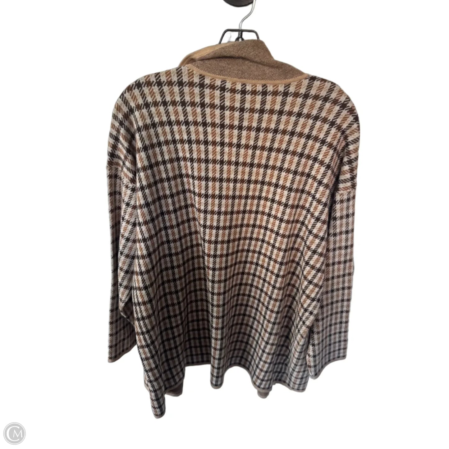 Sweater Cardigan By Loft In Brown & Cream, Size: L
