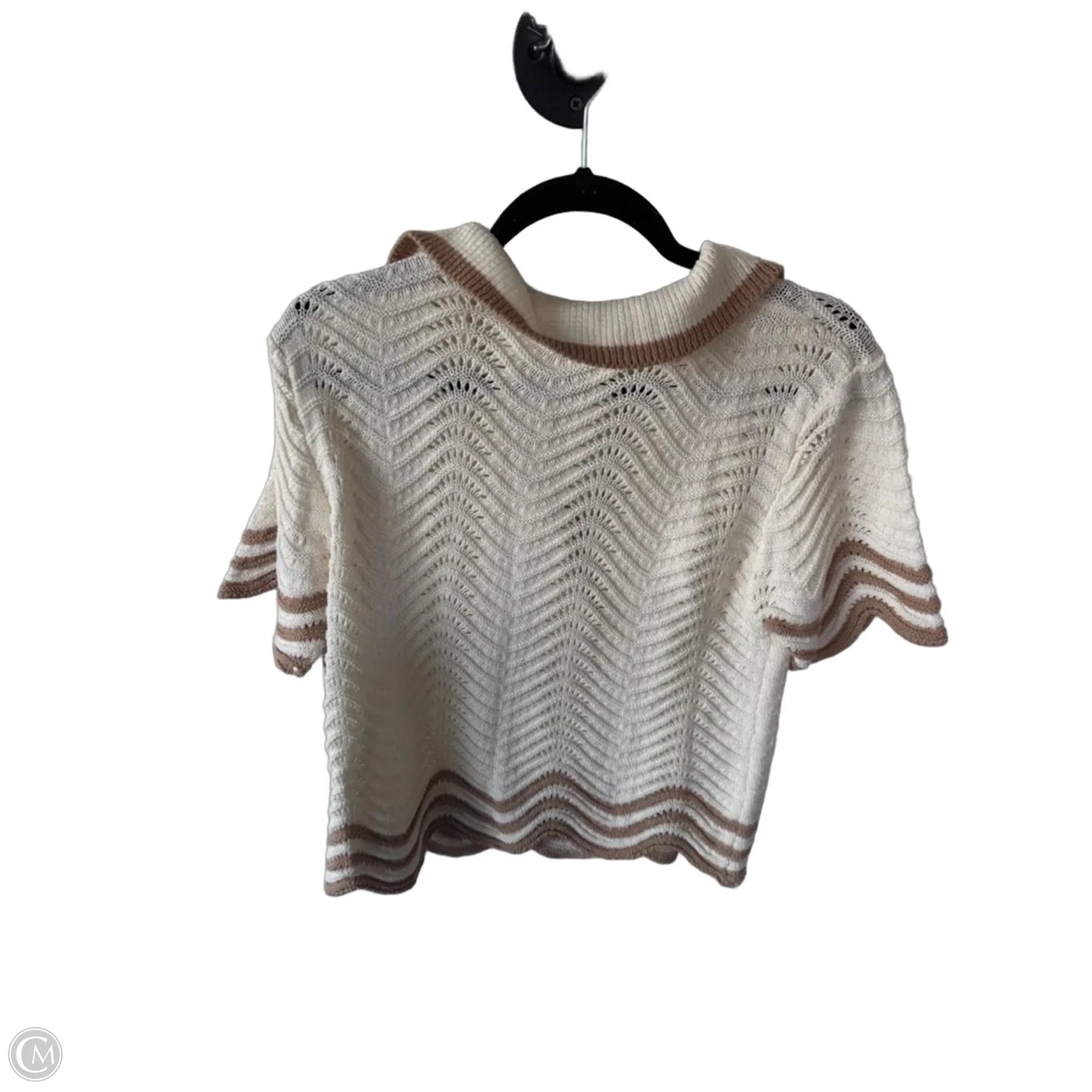Sweater Short Sleeve By Entro In Cream & Tan, Size: S