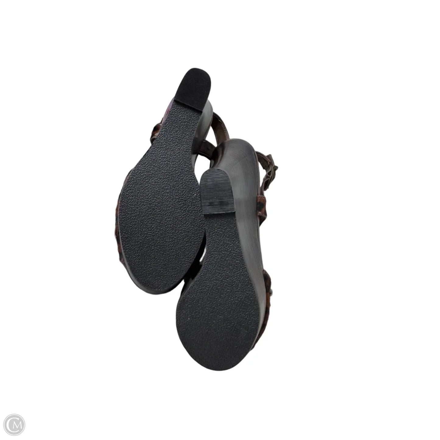 Sandals Heels Wedge By Reba In Black & Brown, Size: 6