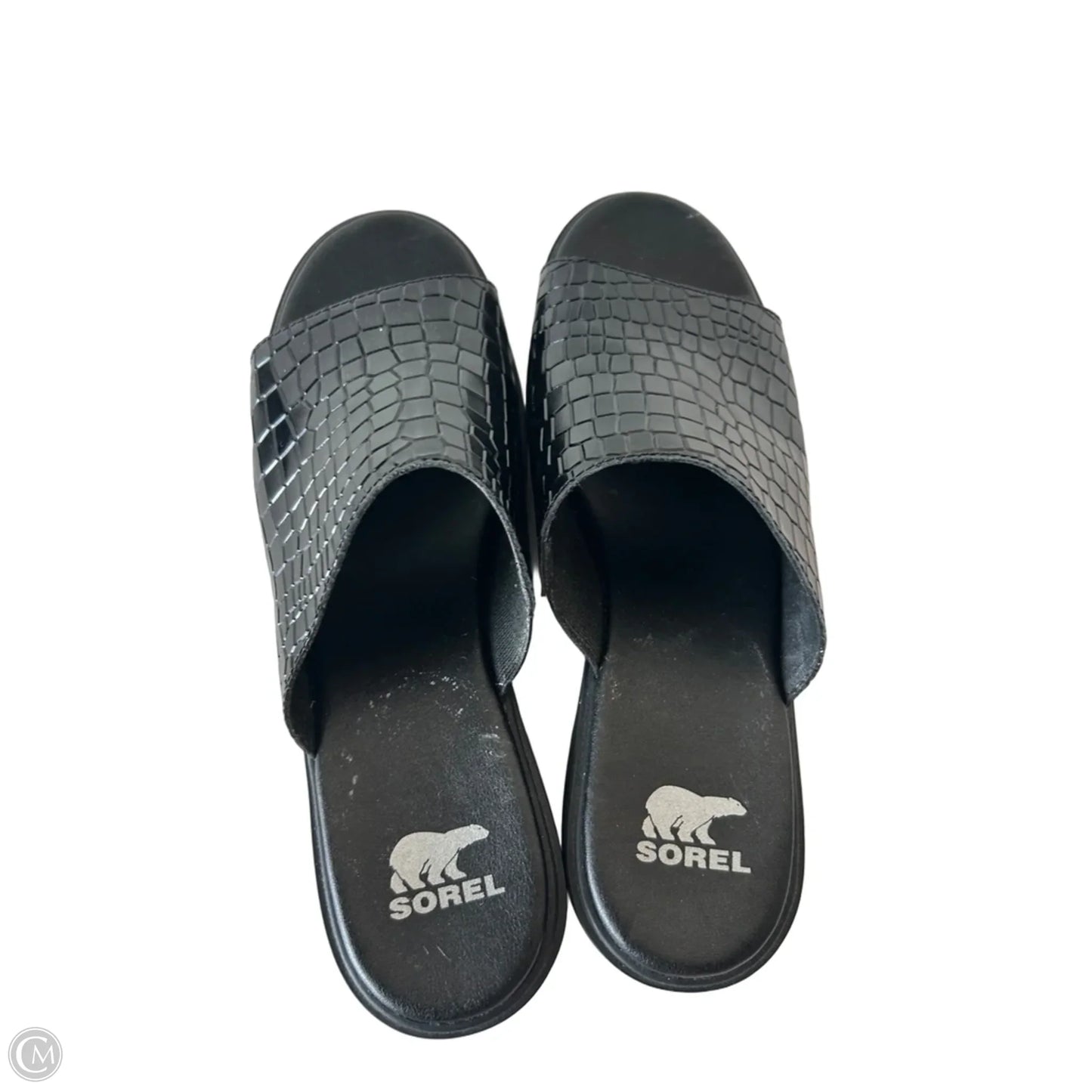 Sandals Heels Block By Sorel In Black, Size: 9.5