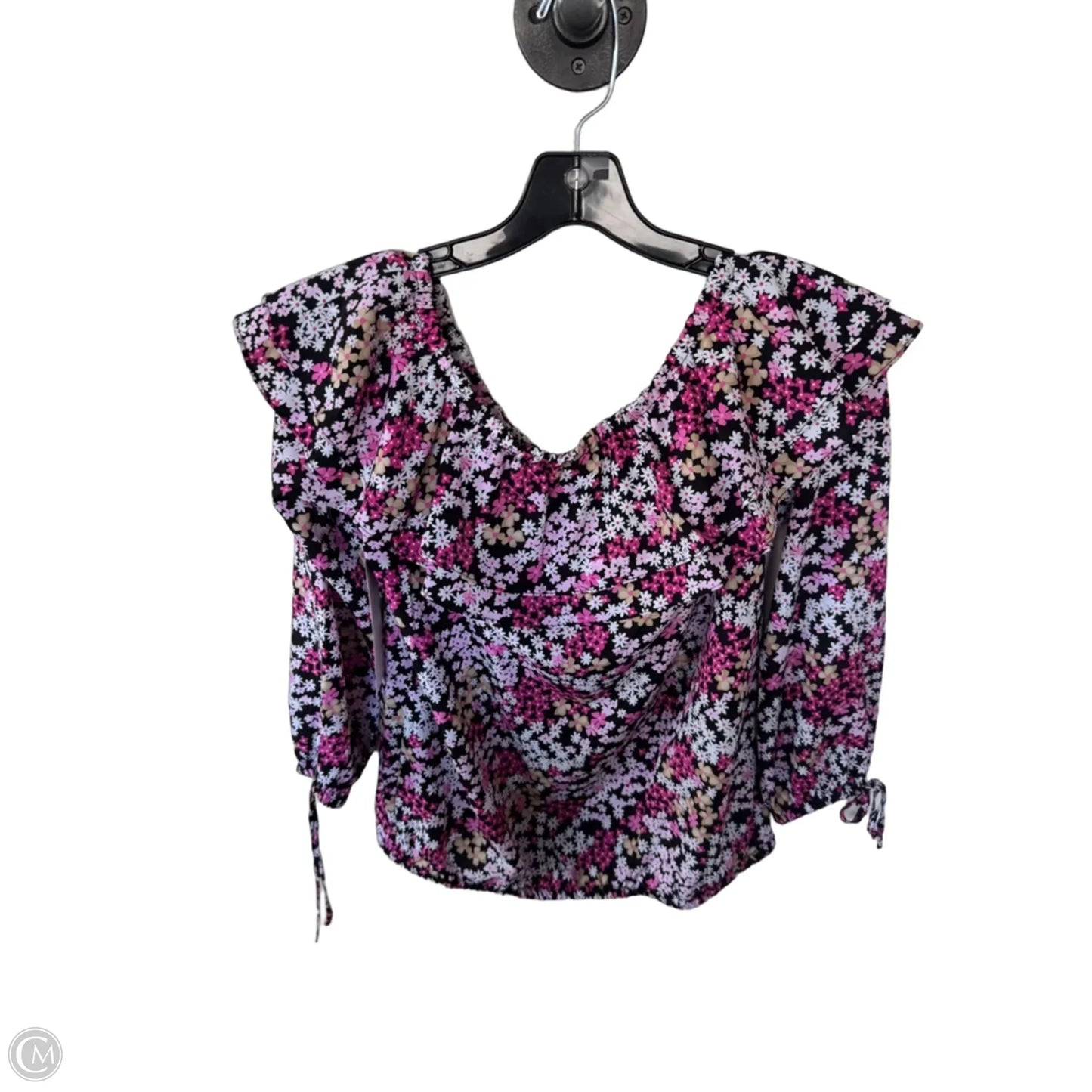 Top Long Sleeve By Michael By Michael Kors In Black & Pink, Size: M