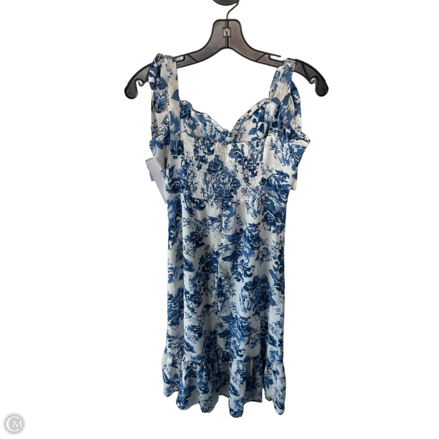 Dress Casual Midi By Aqua In Blue & White, Size: S