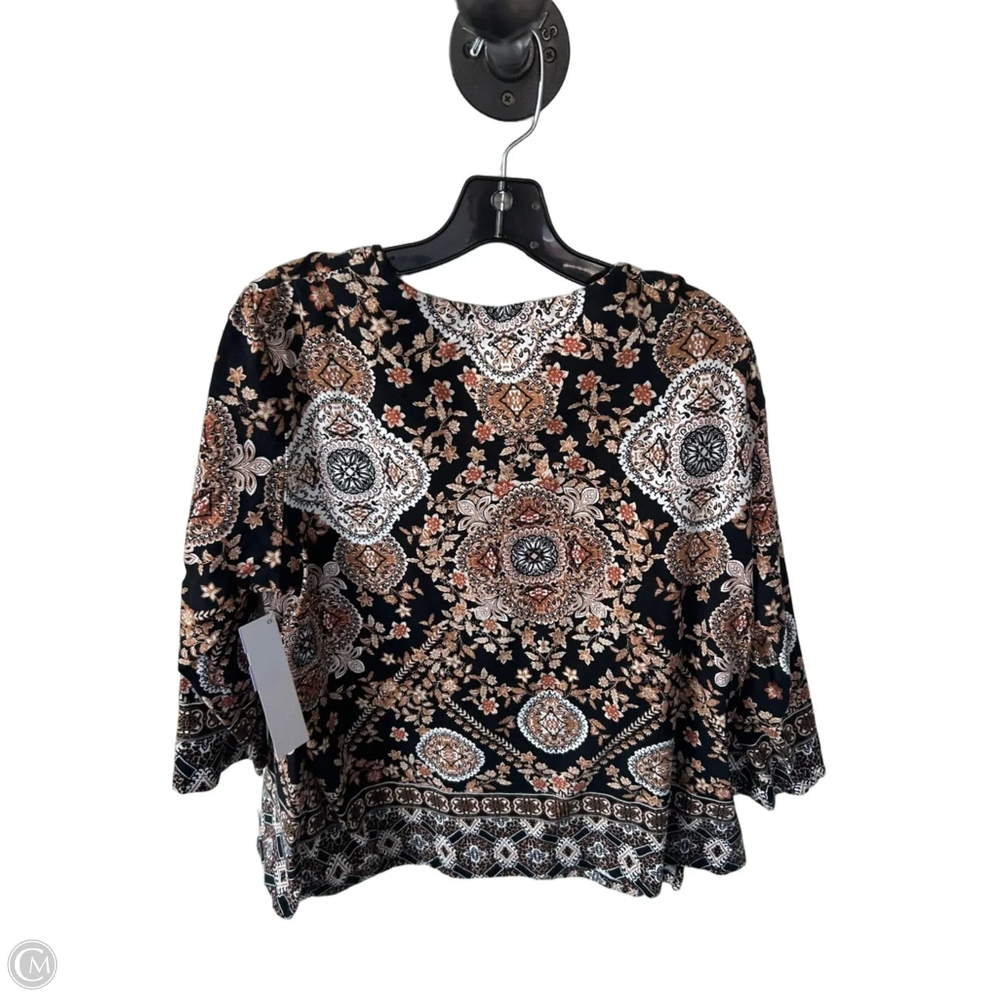 Top 3/4 Sleeve By Alfred Dunner In Black & Brown, Size: L