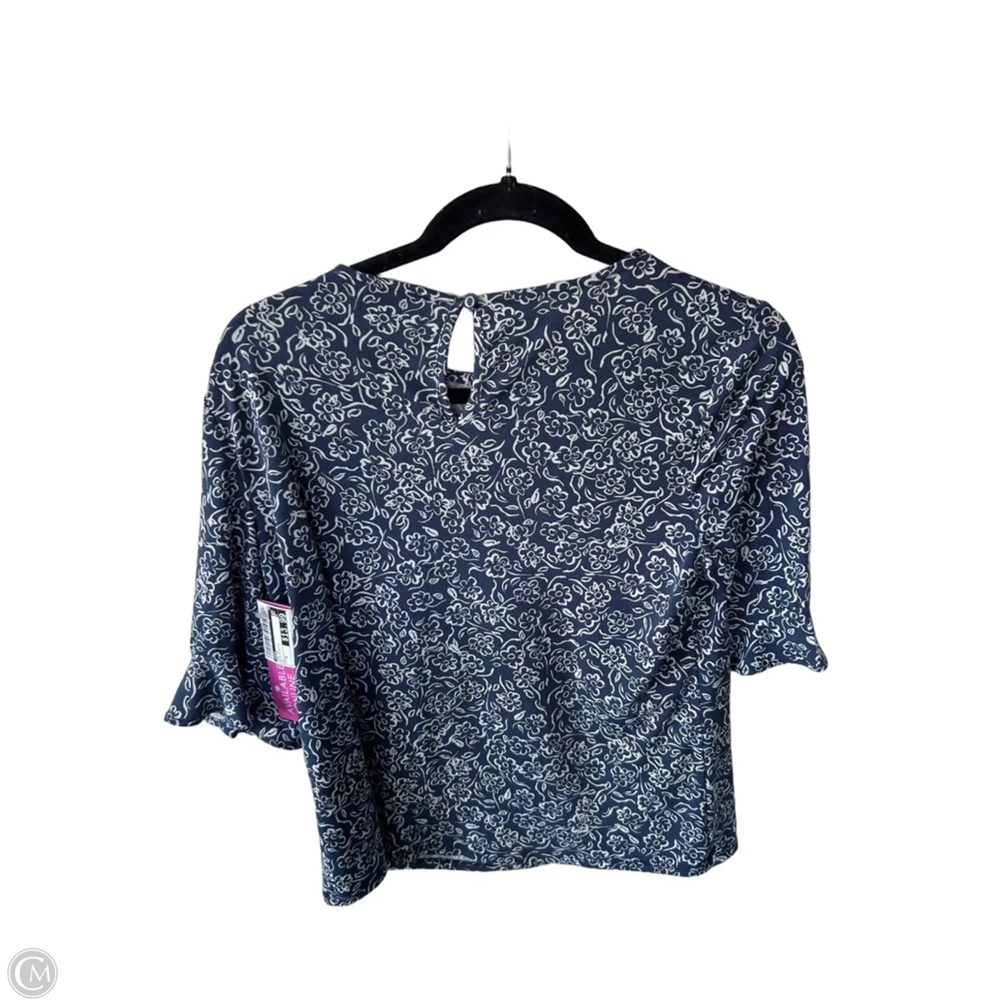 Top Short Sleeve By Cece In Blue & White, Size: S